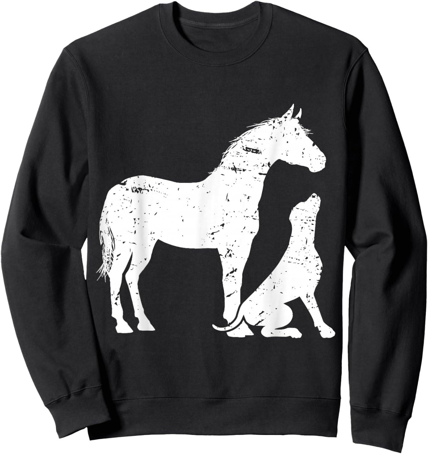 Horse and Dog Motif and Men. Horse Dog Lover Small Sweatshirt - Sweatshirt | Black