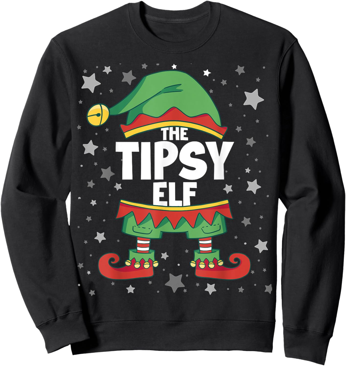 Elf Matching Family Funny Christmas Shirts Tipsy Elf Sweatshirt - Sweatshirt | Black