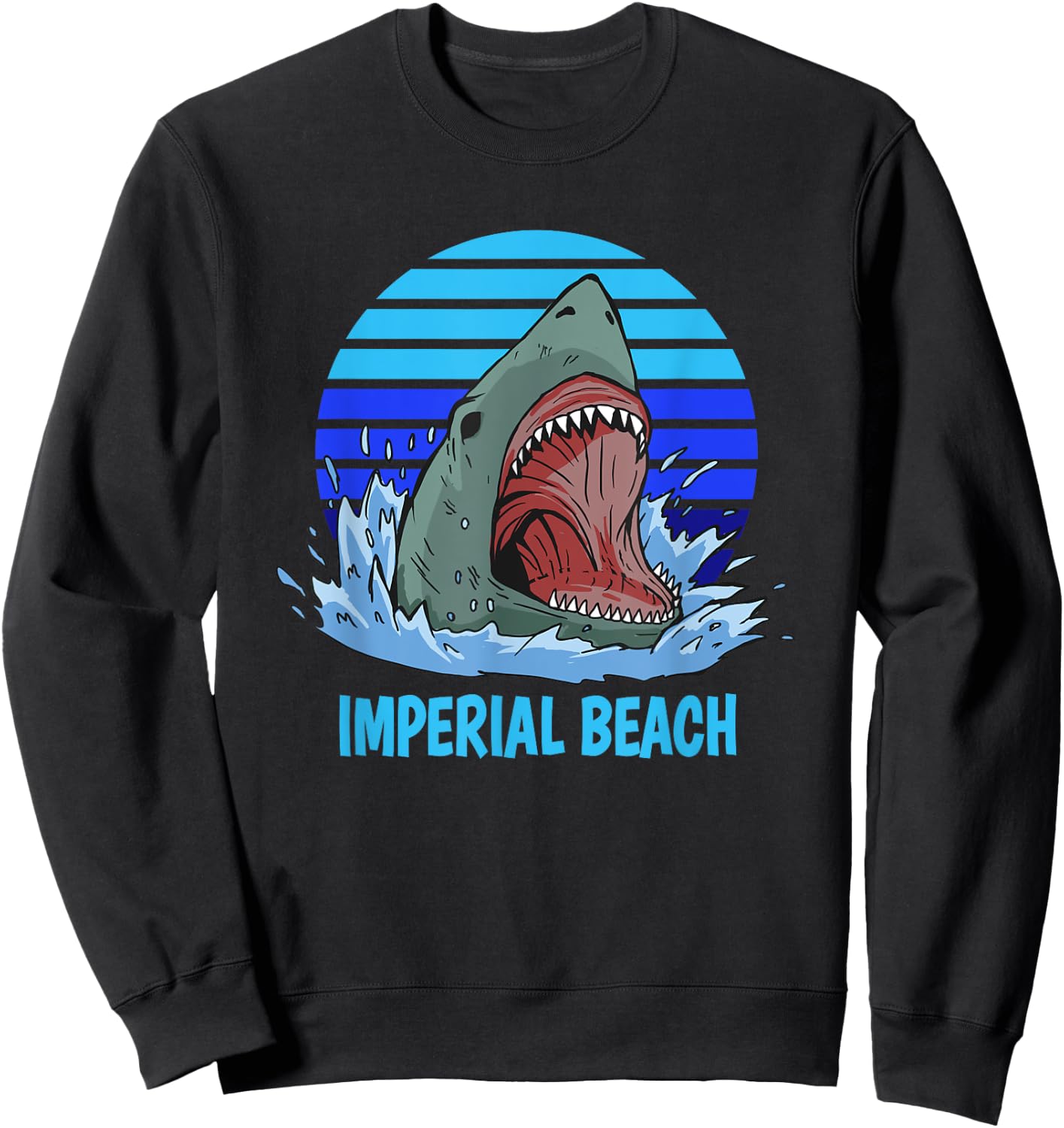 Imperial Beach Vacation Shark Theme Women Girls Kids Sweatshirt - Sweatshirt | Black