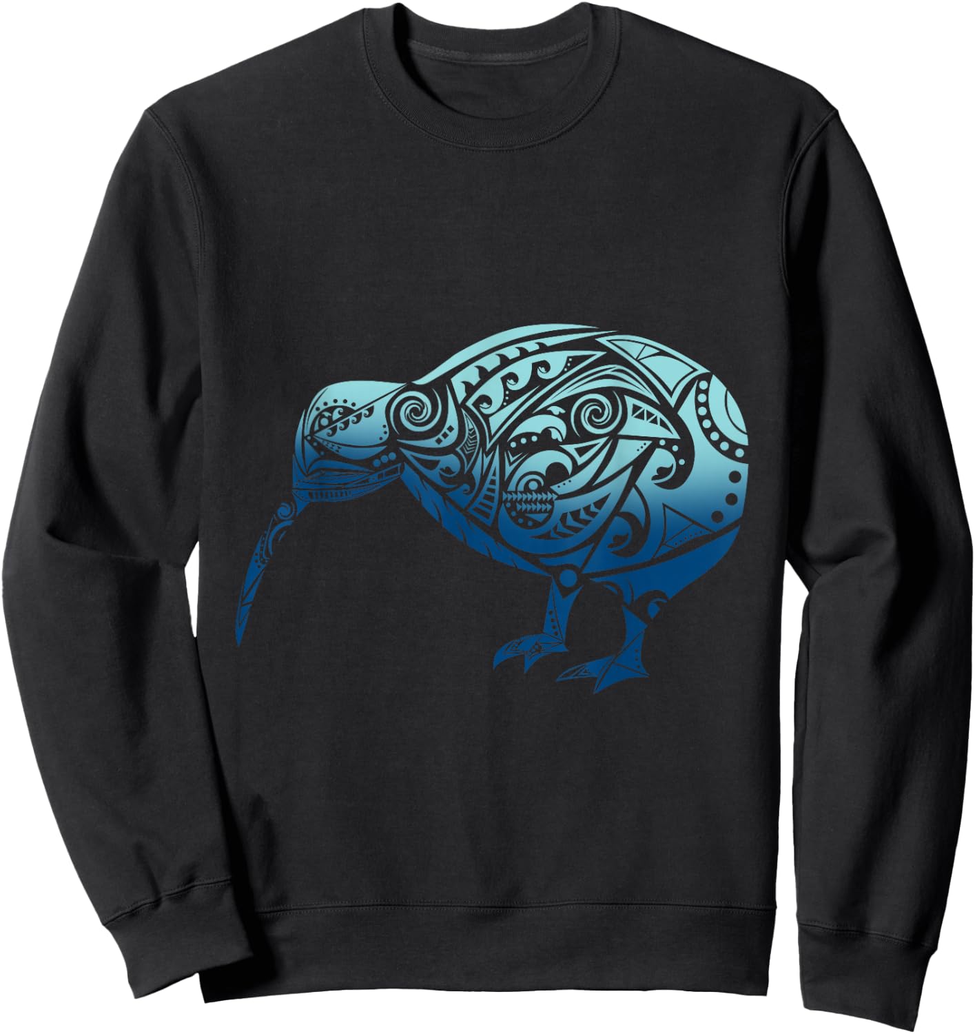 Polynesia Maori Kiwi Bird Ocean Blue New Zealand Souvenir Sweatshirt - Sweatshirt | Black