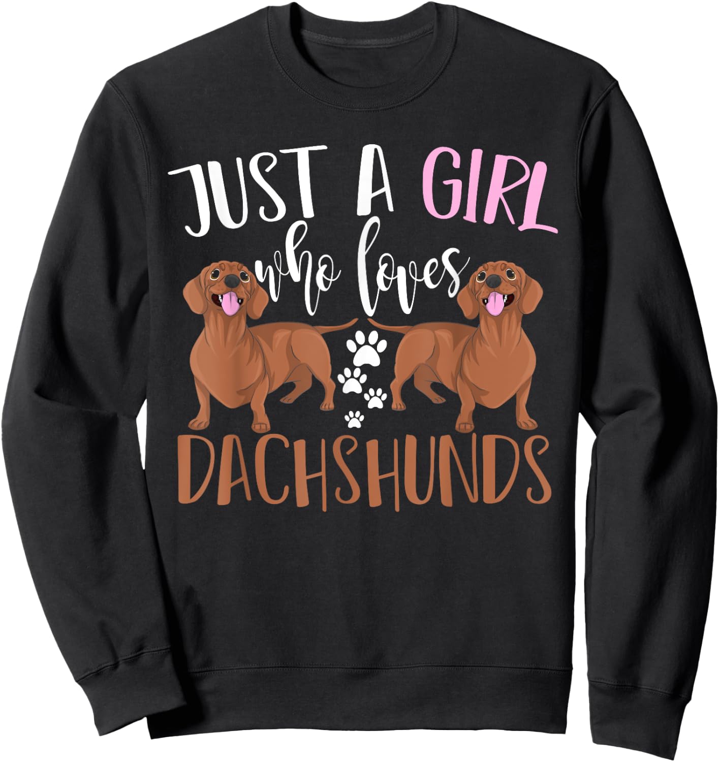 Funny Wiener Animal Dog Lover Women Girls Gift Dachshund Sweatshirt - Sweatshirt | Black