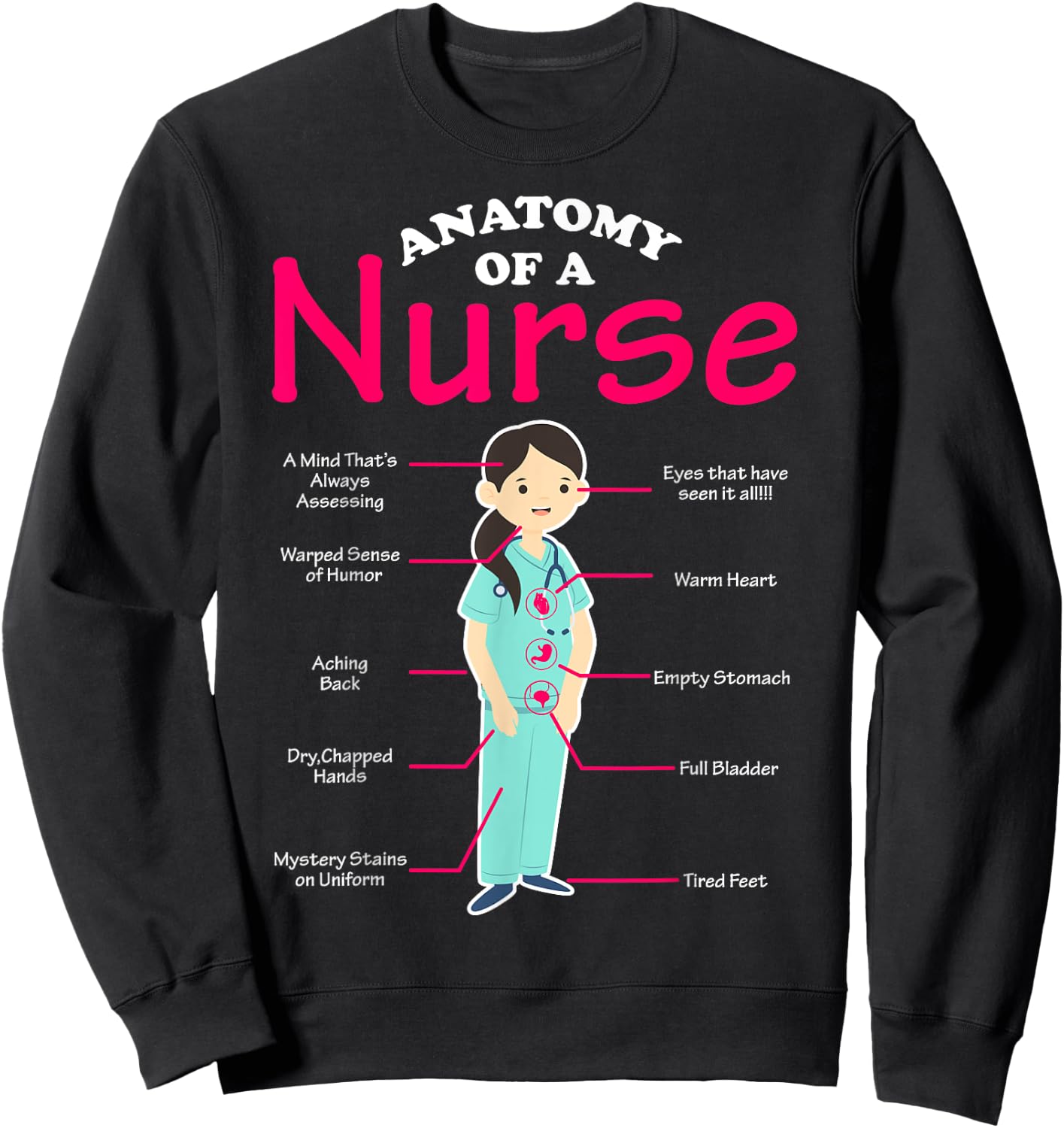 RN LVN Nurse Anatomy Scrub Cool Nursing Graduate Gift Sweatshirt - Sweatshirt | Black