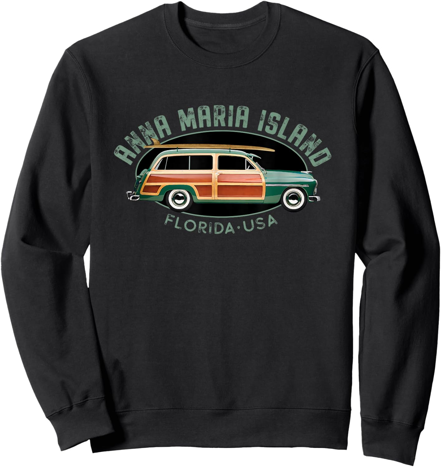 Anna Maria Island Florida vintage surfing Sweatshirt - Sweatshirt | Black