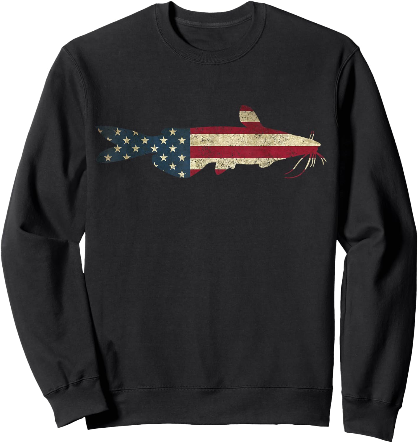 Catfish American Flag Catfish Patriotic Fisherman Sweatshirt - Sweatshirt | Black