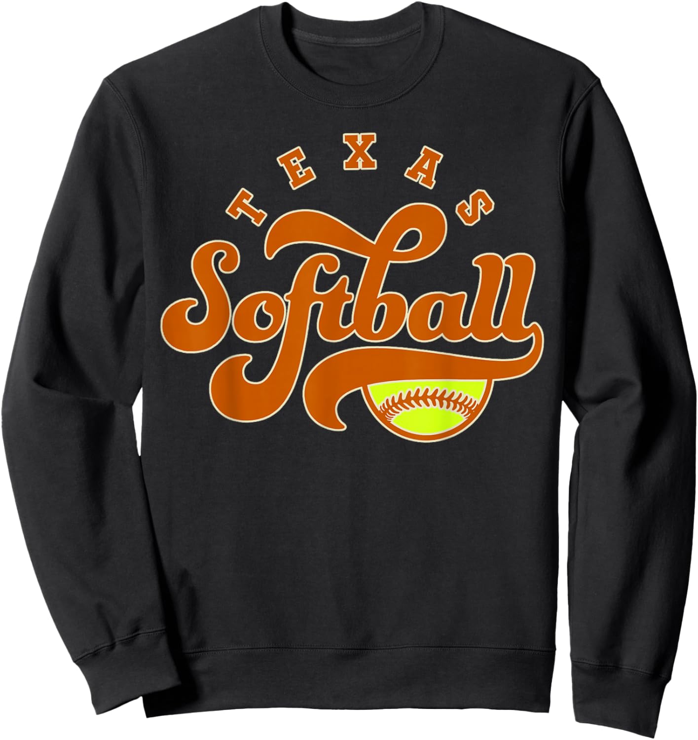 Texas Softball Vintage Kids Team Retro Softball Fan Sweatshirt - Sweatshirt | Black