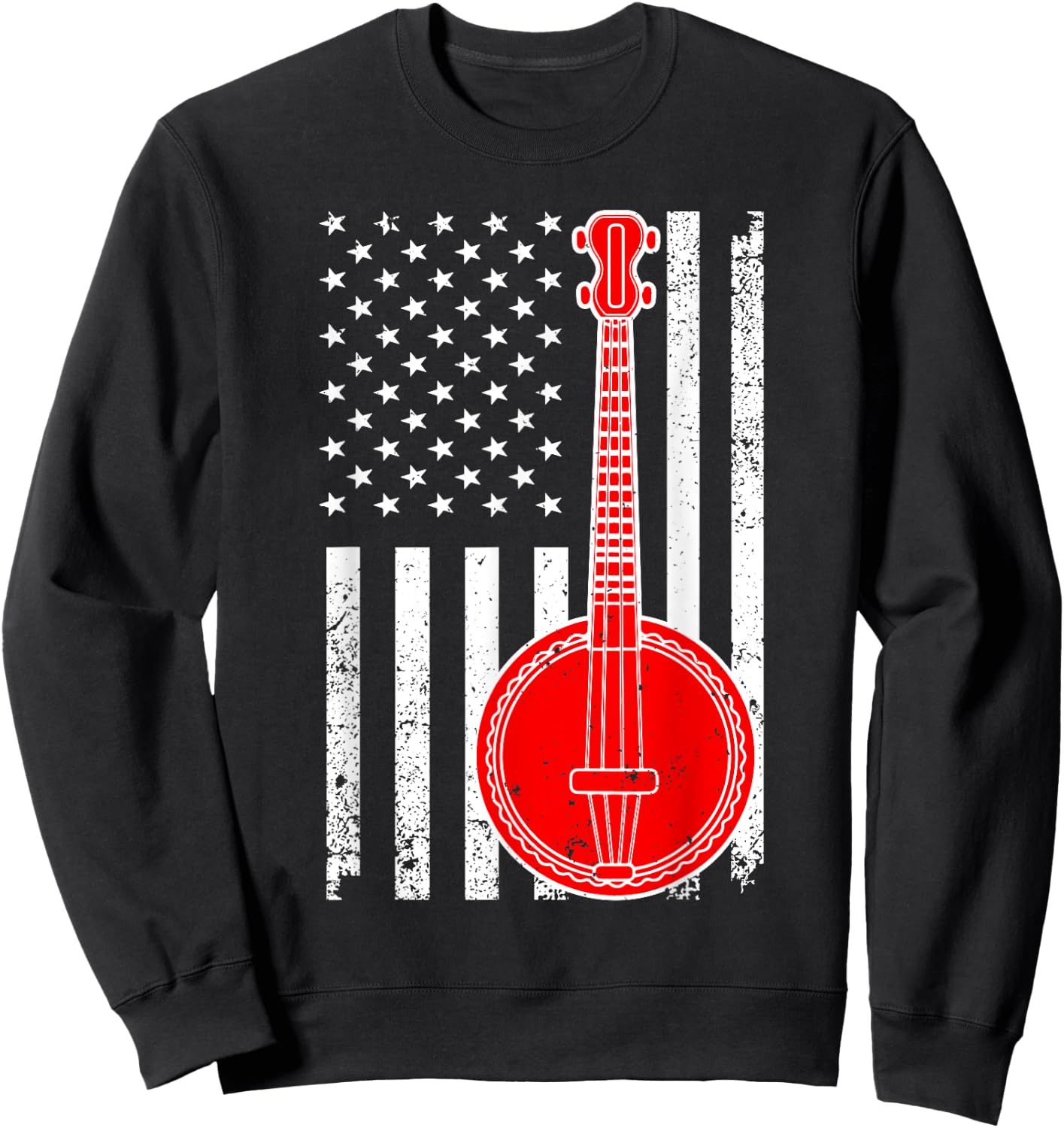 Cool Banjo Design Women Kids Bluegrass Banjo Player Sweatshirt - Sweatshirt | Black