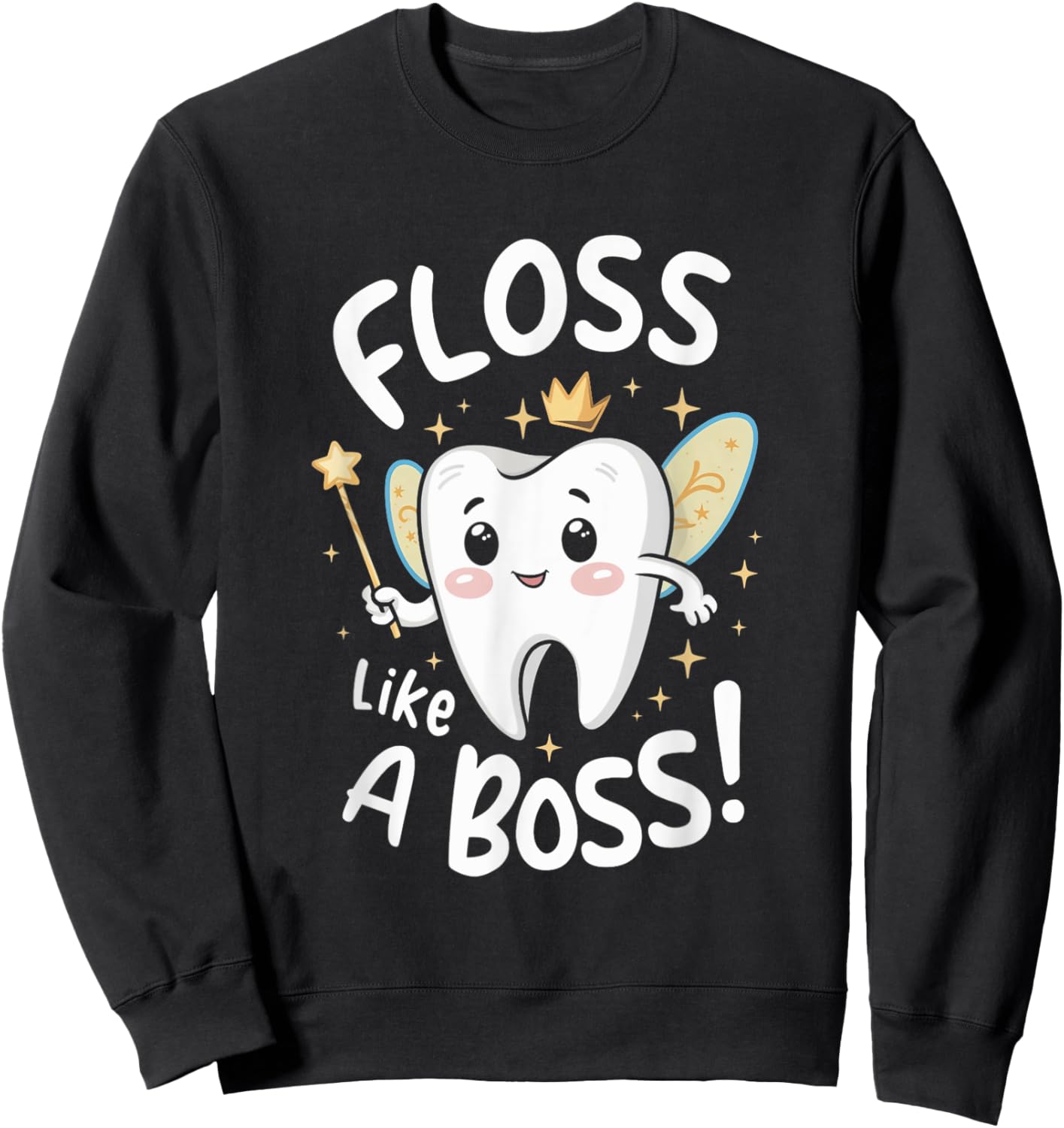 Floss Like A Boss Tooth Fairy Enthusiast Kids Dental Care Sweatshirt - Sweatshirt | Black