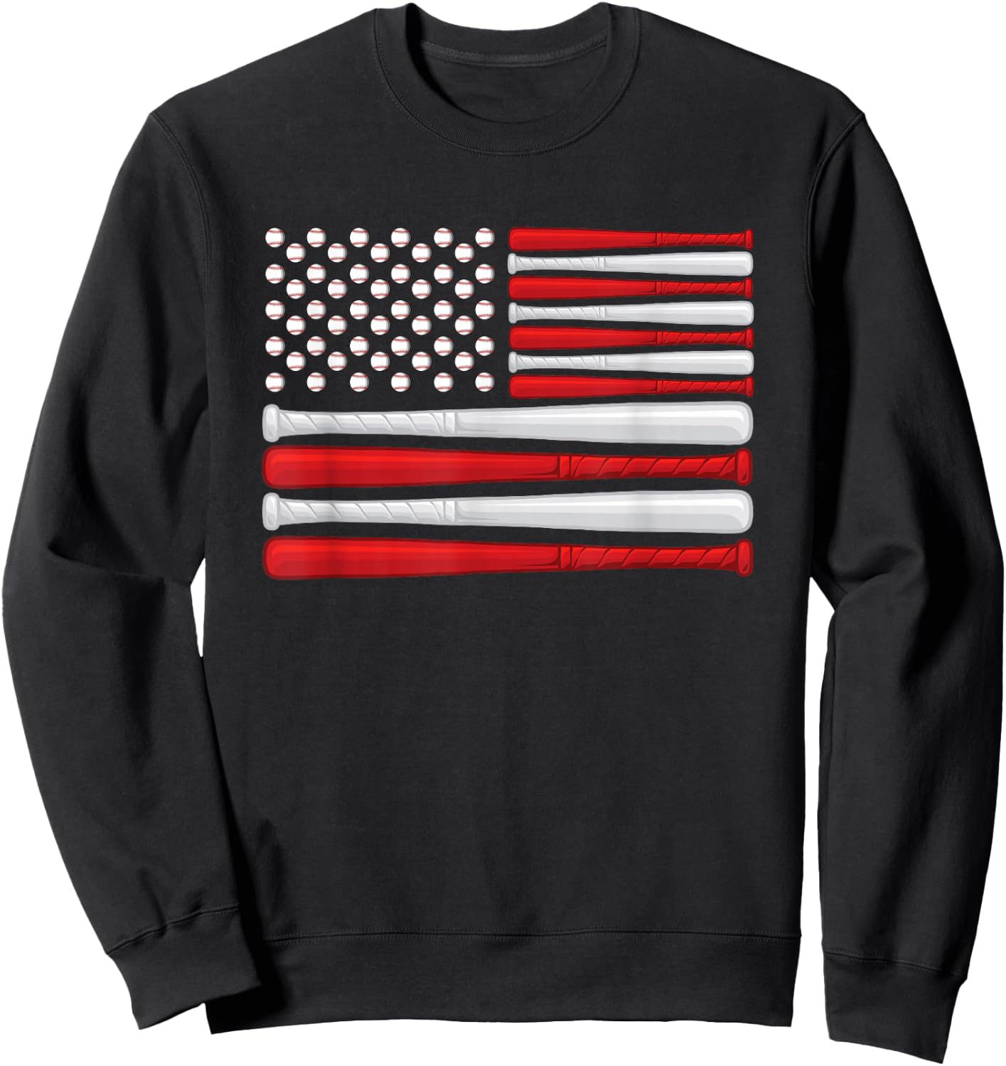 Classic American Baseball Flag - Vintage Baseball Flag Sweatshirt - Sweatshirt | Black
