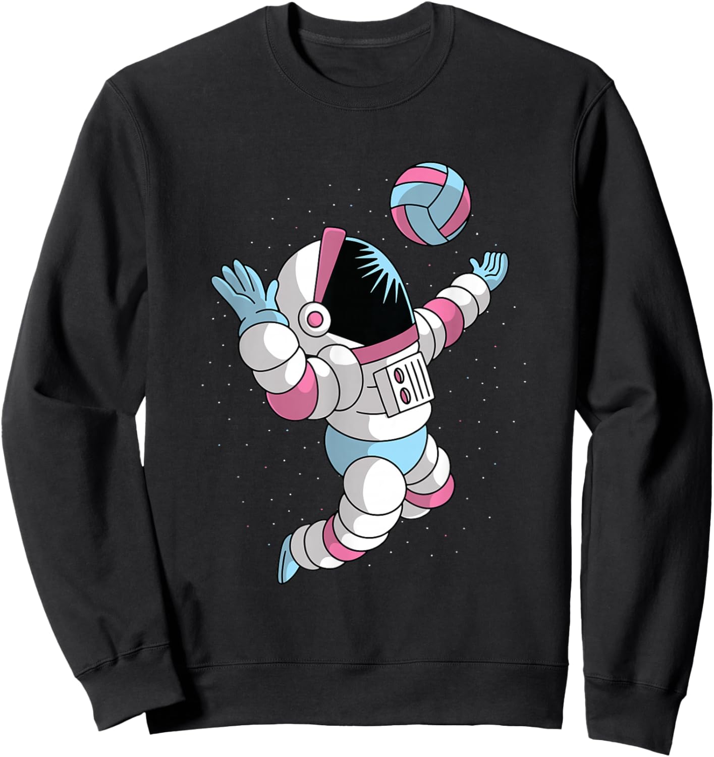 Astronaut Volleyball Player in Space Cool Science Sports Sweatshirt - Sweatshirt | Black