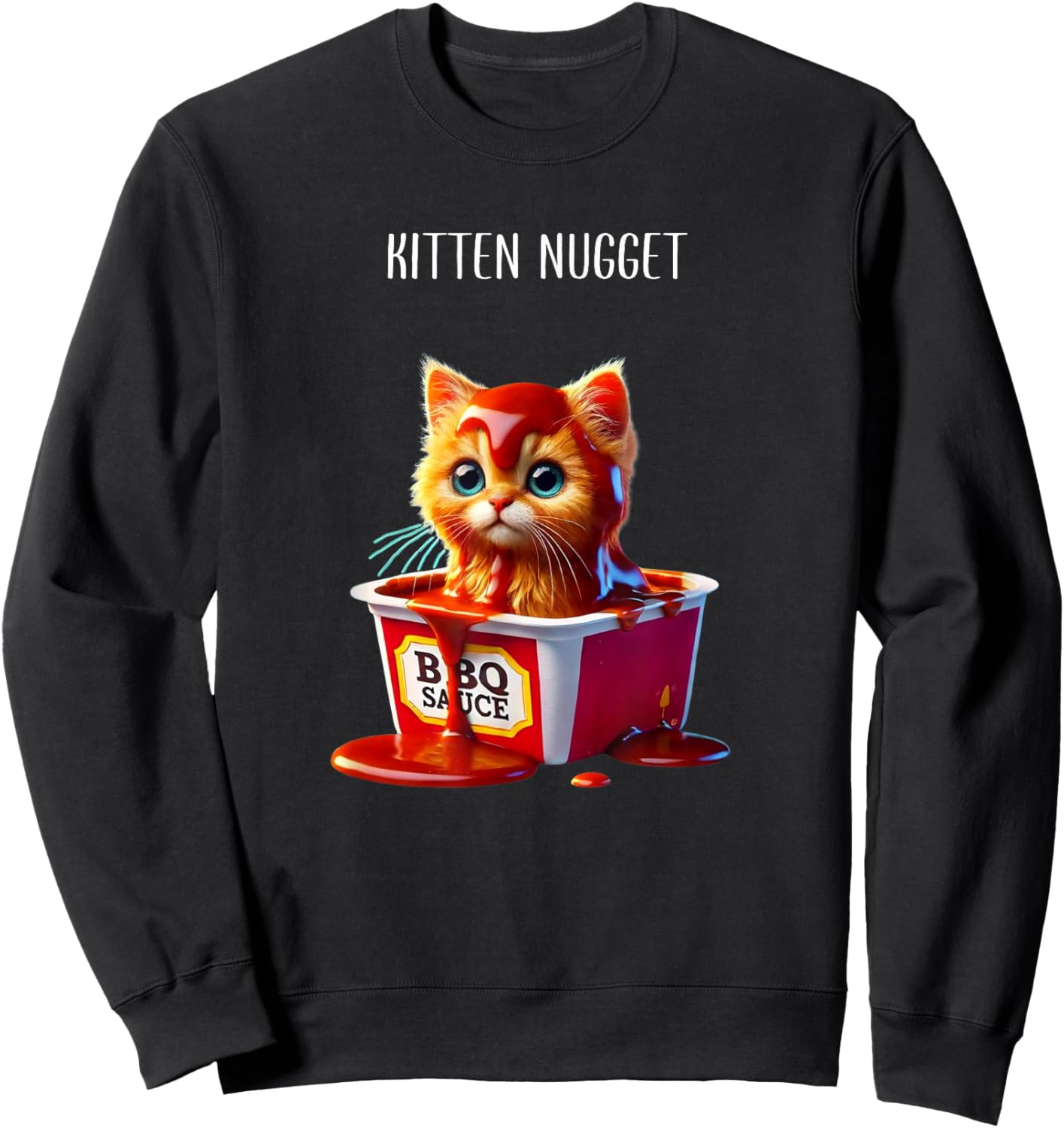 Kitten Nuggets Cat Lover Gift Food Pun Chicken Nuggets Women Kids Sweatshirt - Sweatshirt | Black