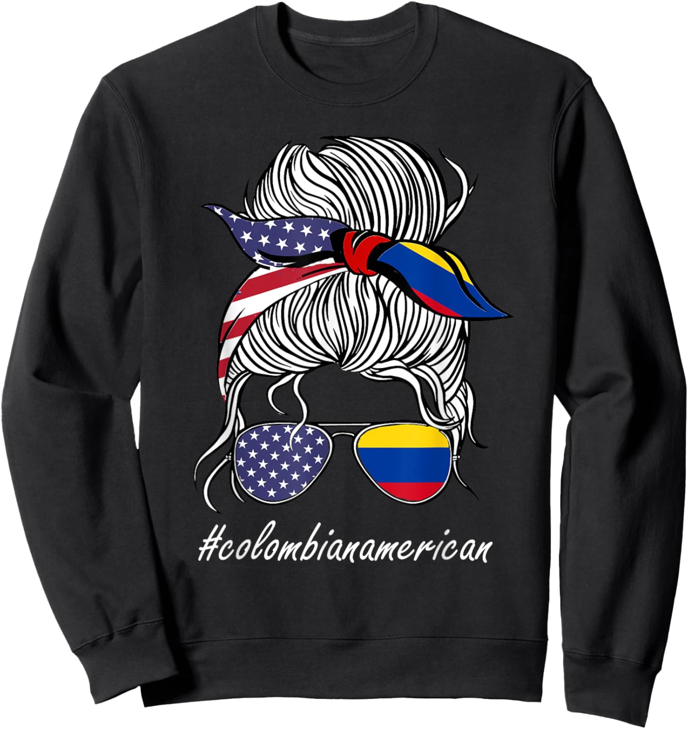 Colombia Women Heritage American Grown Girl Colombia Flag Sweatshirt - Sweatshirt | Black