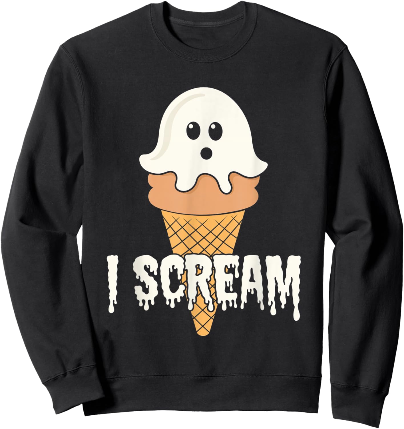 I Scream Ice Cream Ghost Halloween Costume Treats Sweatshirt - Sweatshirt | Black
