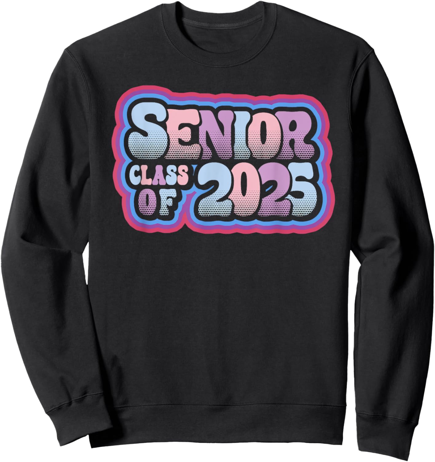 Senior Class of 2025 Retro Design Boy or Girl Sweatshirt - Sweatshirt | Black