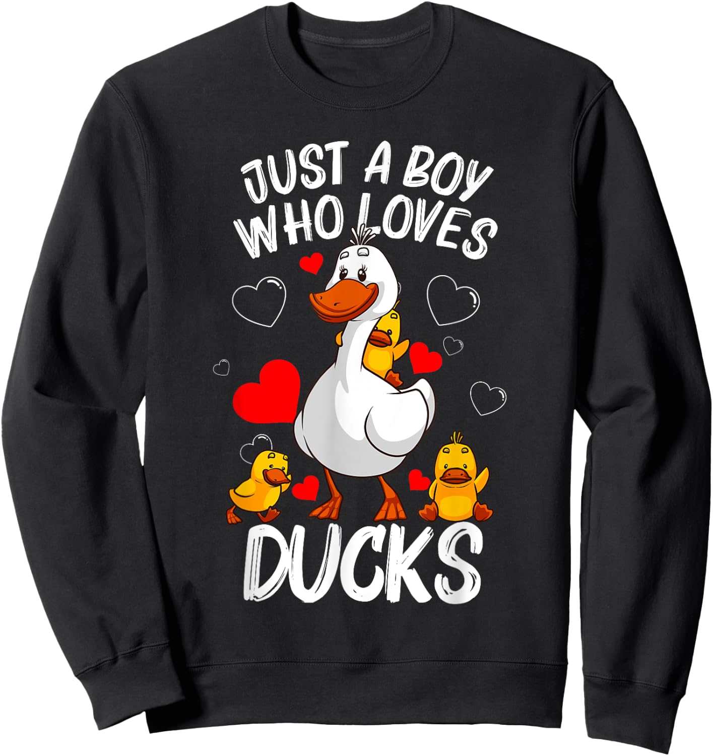 Funny Duck Gift Boys Kids Waterfowl Aquatic Birds Lovers Sweatshirt - Sweatshirt | Black