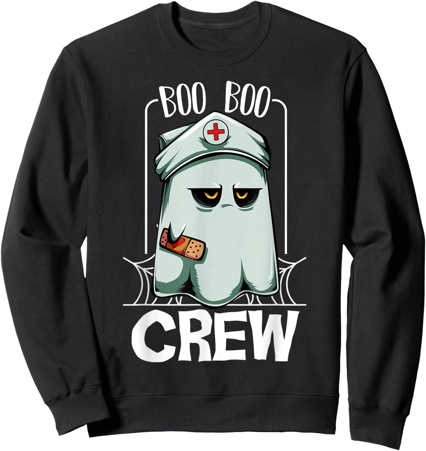 Boo Boo Crew Ghost Nurse Hospital Halloween Sweatshirt - Sweatshirt | Black