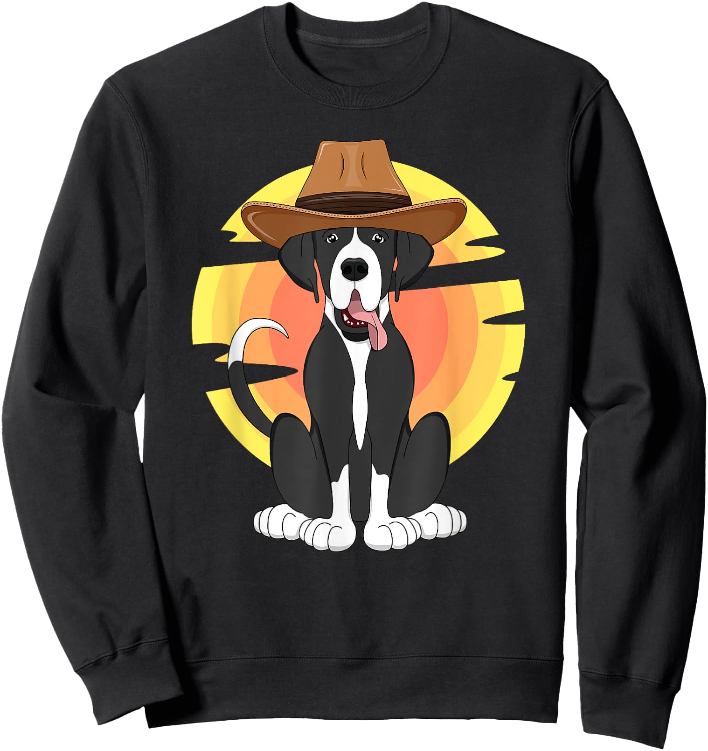 Western Mantle Great Dane Dog Texas Rodeo Kids Country Gift Sweatshirt - Sweatshirt | Black