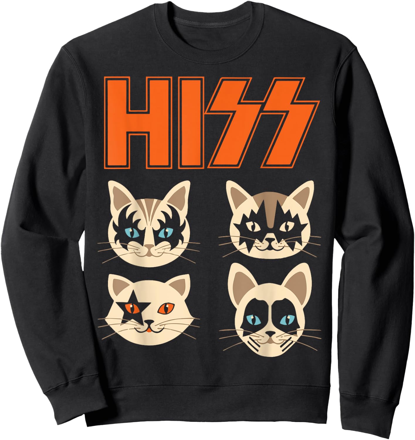 Hiss Funny Cats Kittens Rock Rockin Sweatshirt - Sweatshirt | Black