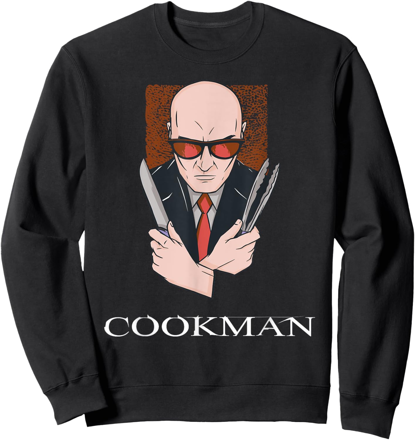 Cookman Cooking BBQ Hitman Parody Video Game Gamer Sweatshirt - Sweatshirt | Black
