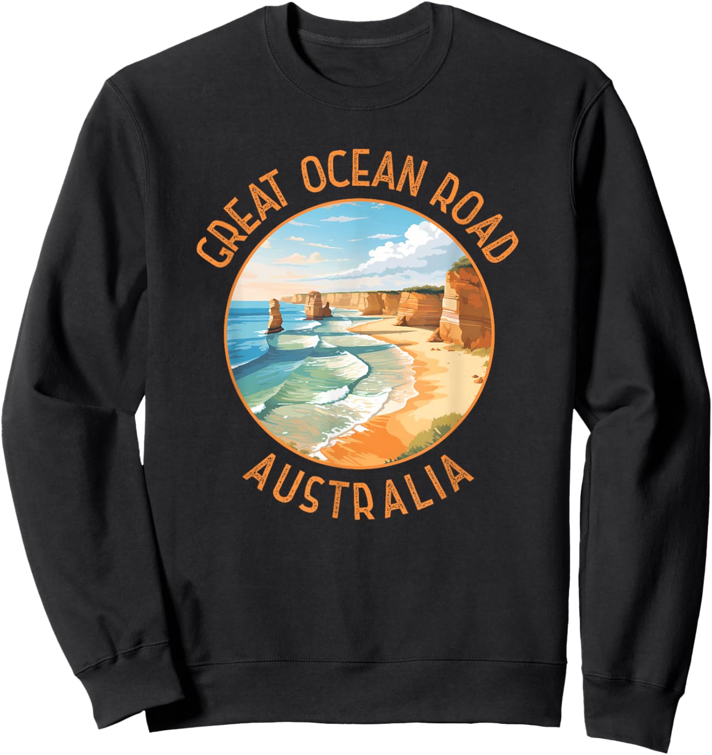 Great Ocean Road Australia Distressed Circle Sweatshirt - Sweatshirt | Black