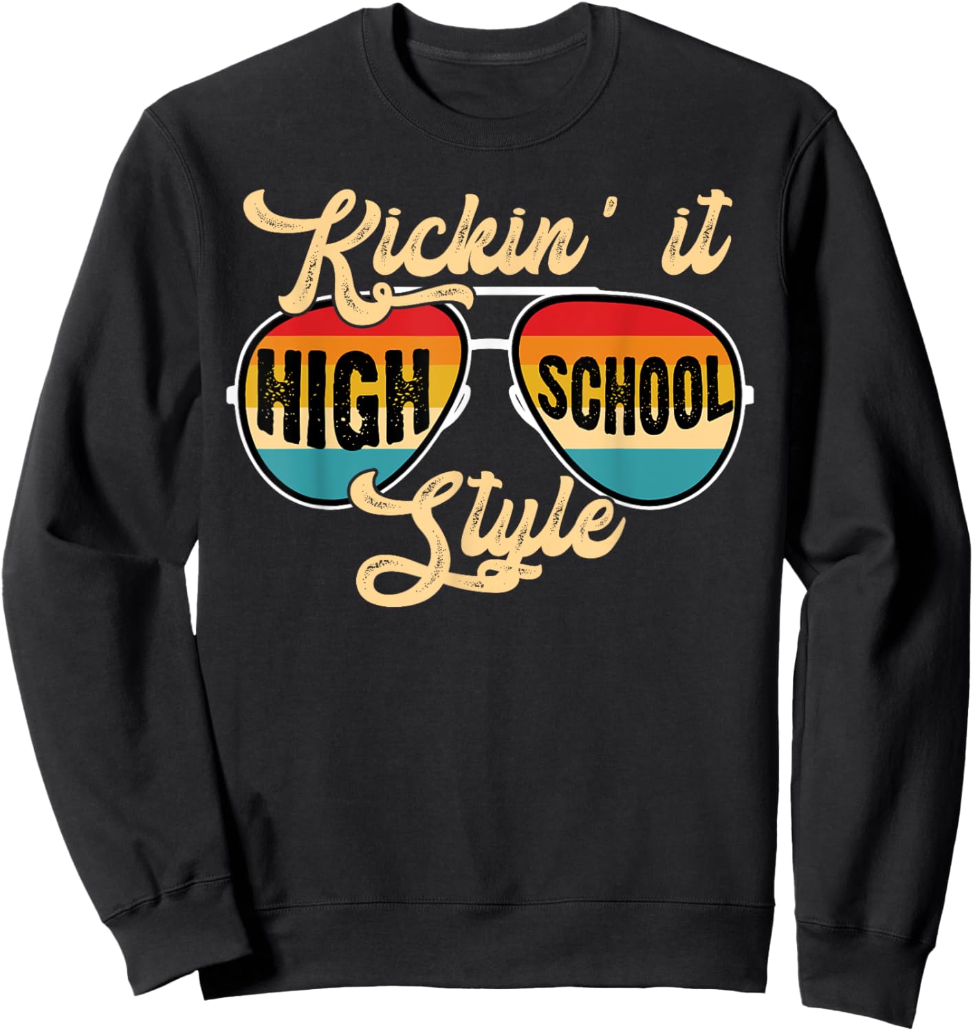 Retro Kickin It High School Style Teacher Back to School Men Women Sweatshirt - Sweatshirt | Black