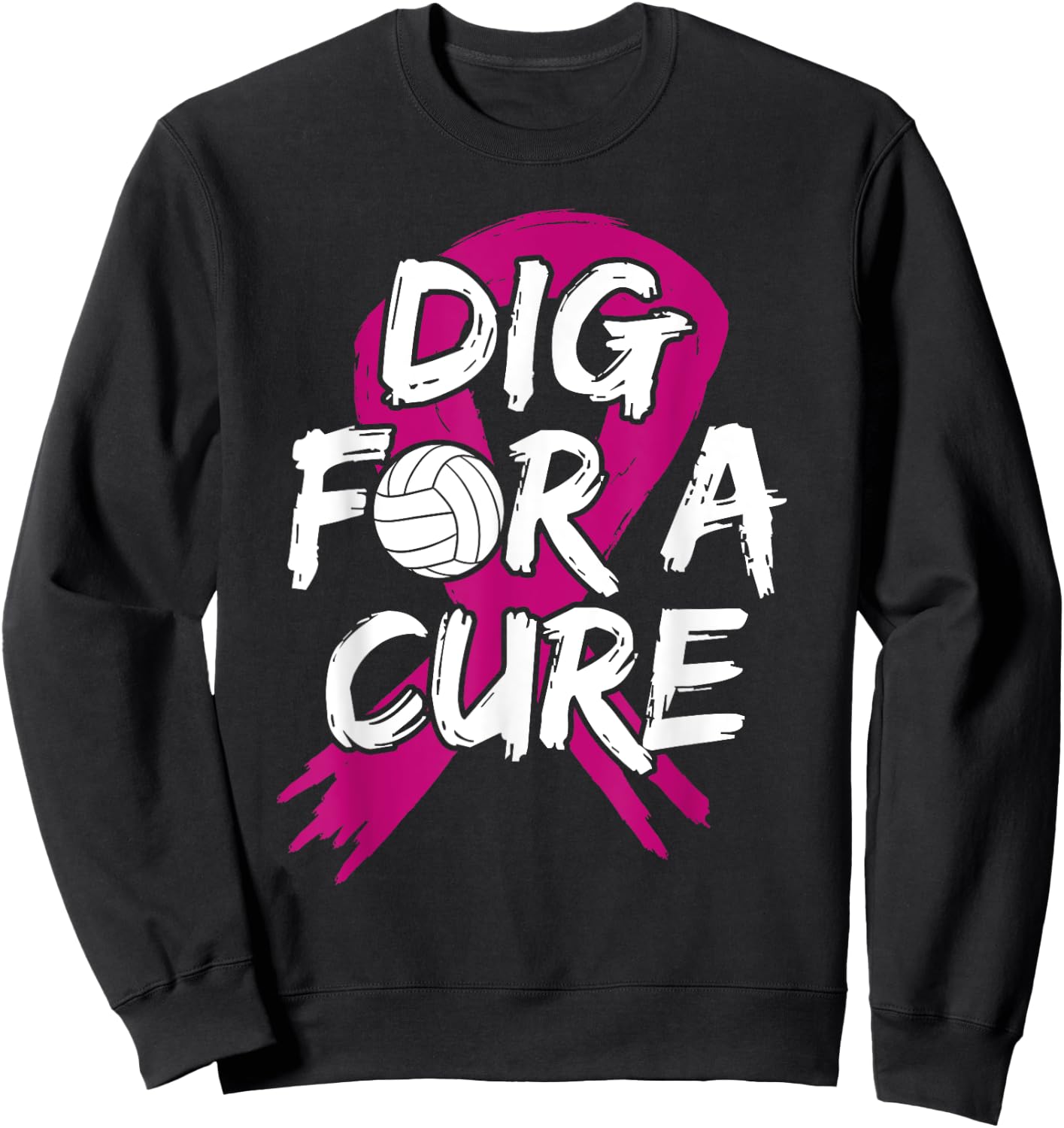 Breast Cancer Volleyball Pink Ribbon Surgery Carcinoma Sport Sweatshirt - Sweatshirt | Black