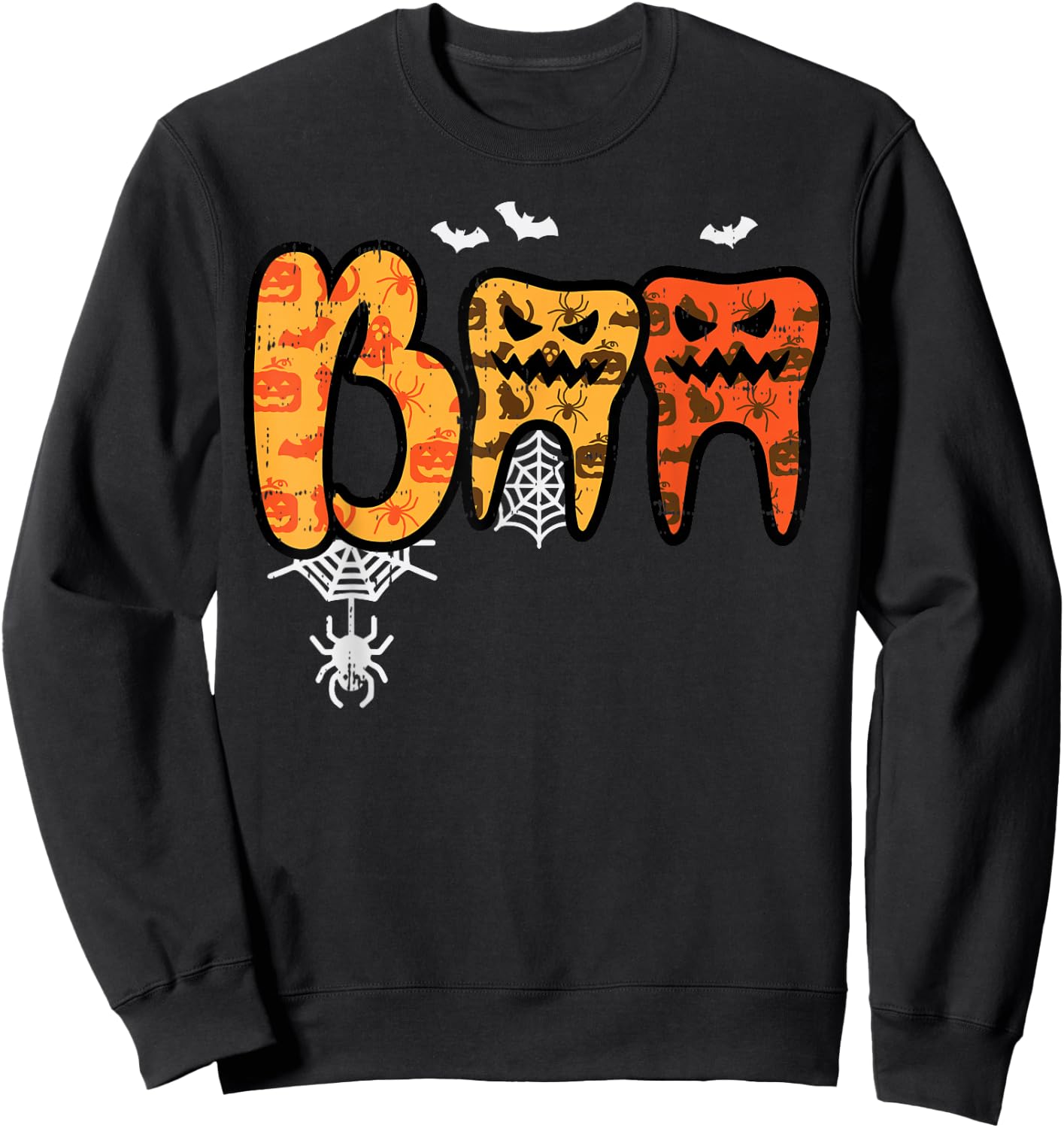 Boo Teeth Funny Dental Halloween Costume Dentist Men Women Sweatshirt - Sweatshirt | Black