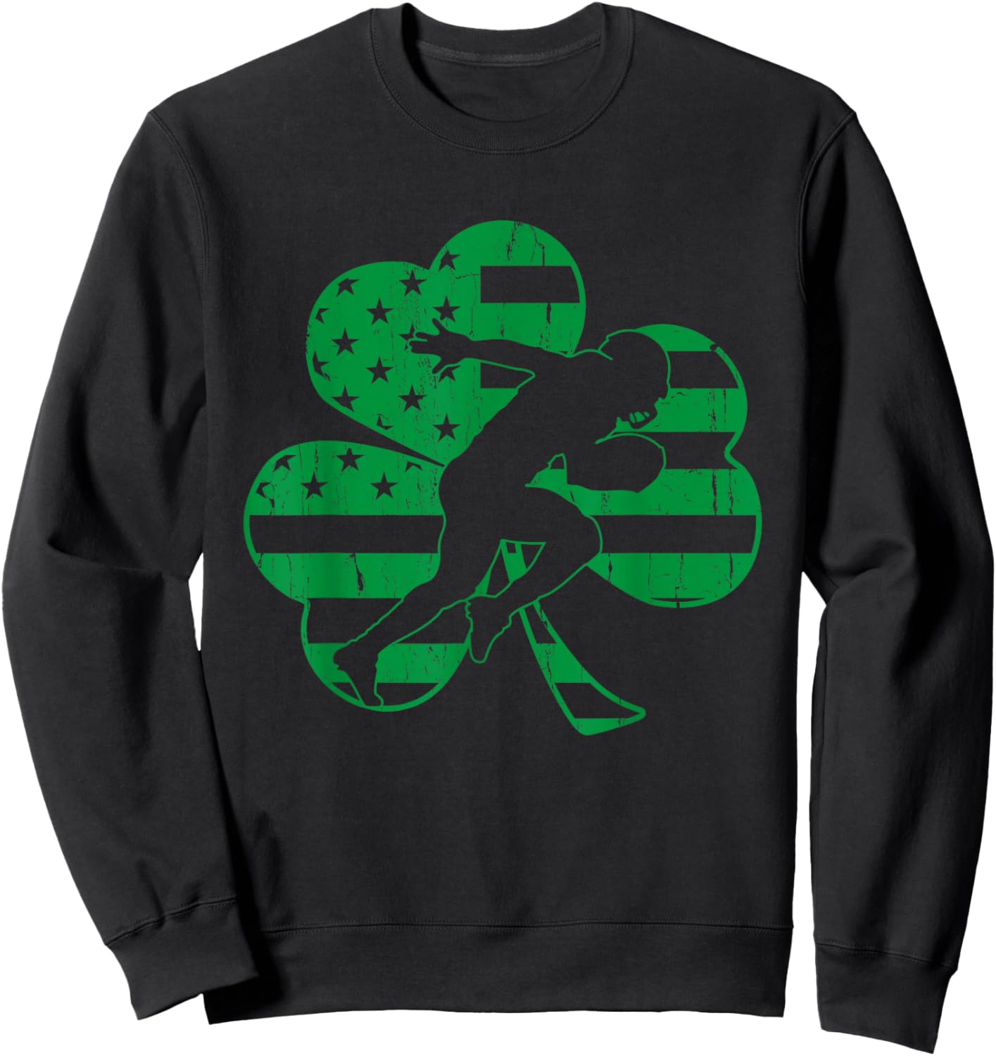 Football St.Patrick's Day Gift Shamrock USA Flag Sweatshirt - Sweatshirt | Black