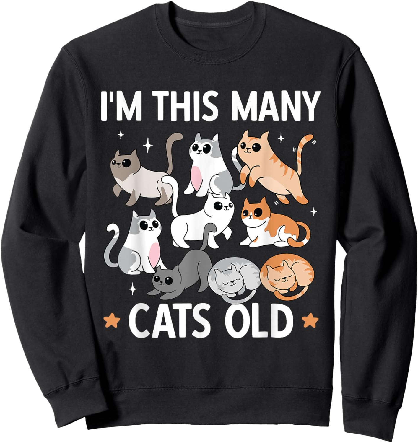 I'm This Many Cats Old 9th Birthday Party Kitten Cat Sweatshirt - Sweatshirt | Black