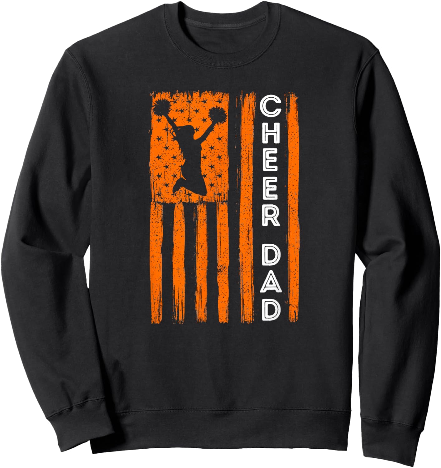 Cheer Dad Orange Cheerleading Flag Sweatshirt - Sweatshirt | Black