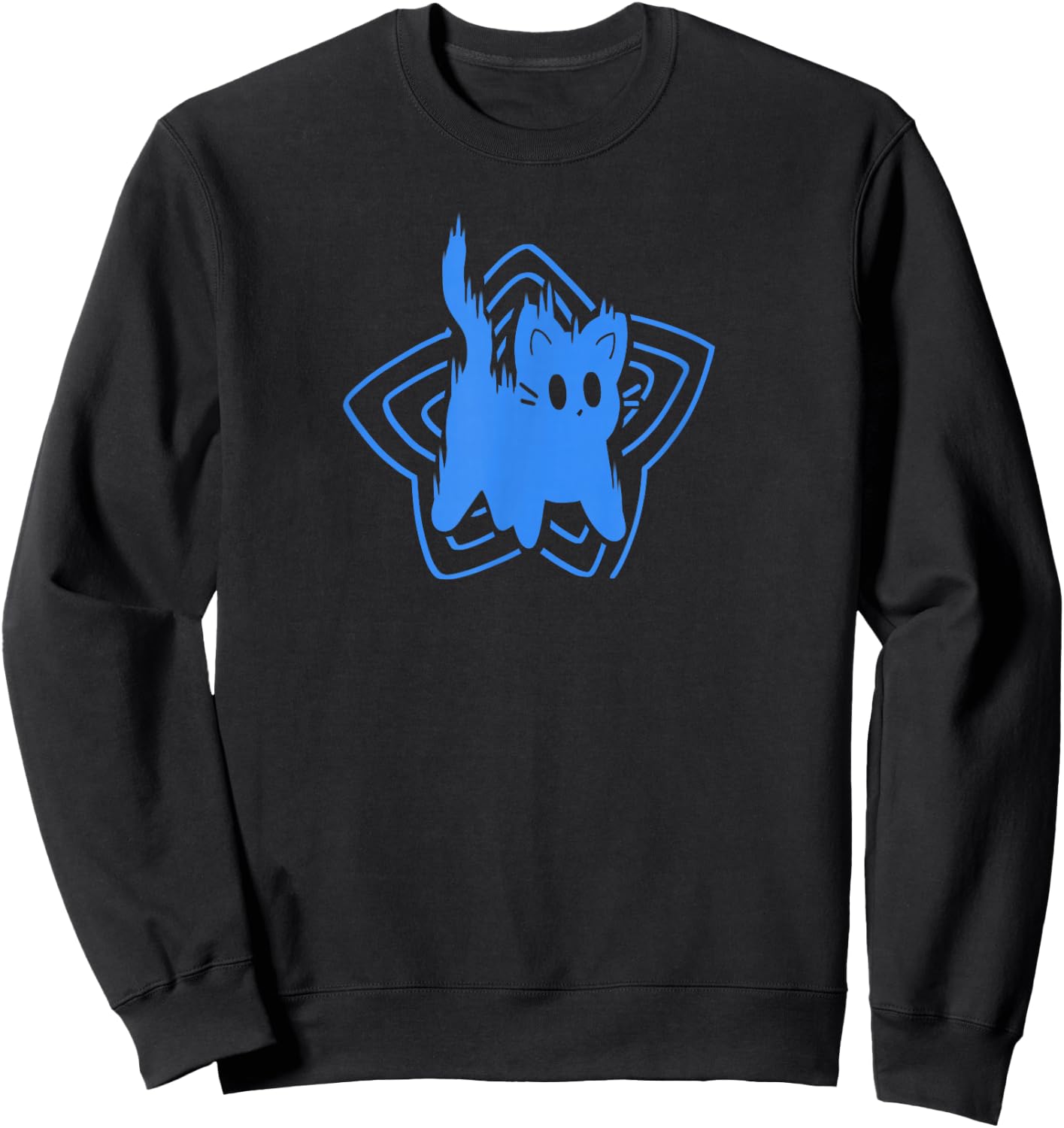 Y2K 90s Cute Scary Tomcat Cat Scared Sweatshirt - Sweatshirt | Black