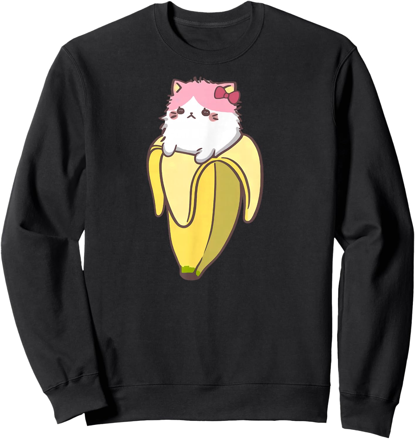 Banana Cat Funny Kawaii Bananya Gift Bday Sweatshirt - Sweatshirt | Black
