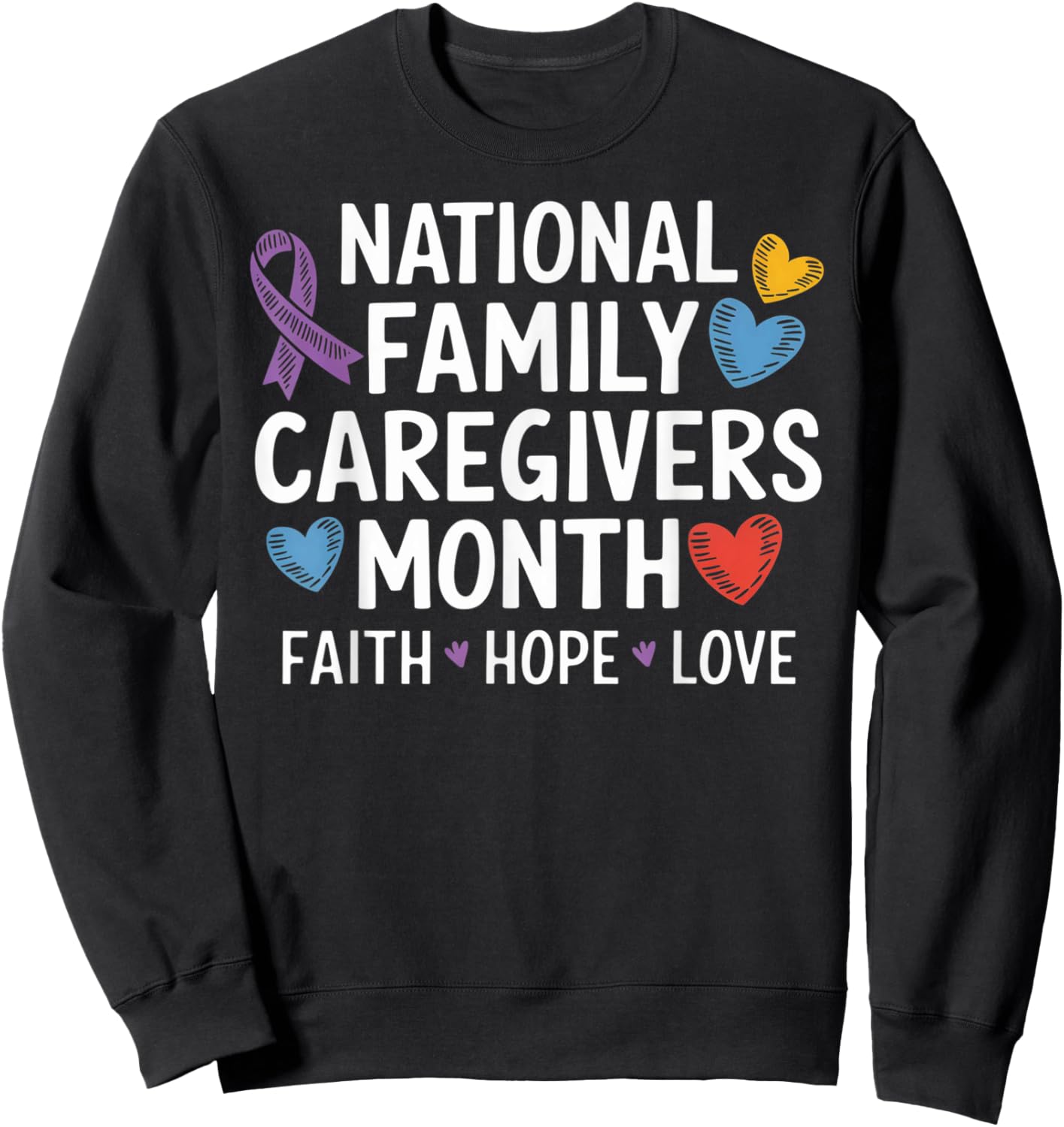 Purple Ribbon Shirt - National Family Caregivers Month Sweatshirt - Sweatshirt | Black