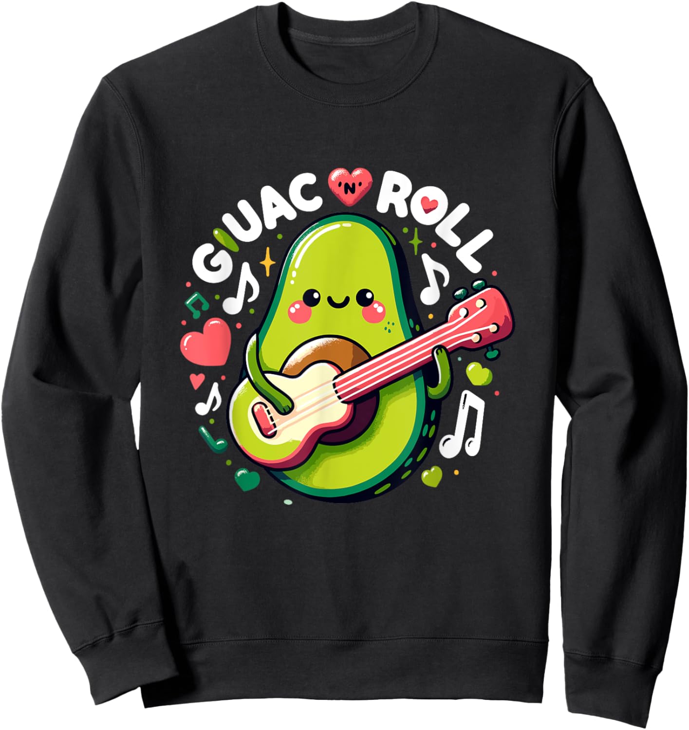 Guac N Roll - Funny Avocado Guitarist for Music and Guac Sweatshirt - Sweatshirt | Black