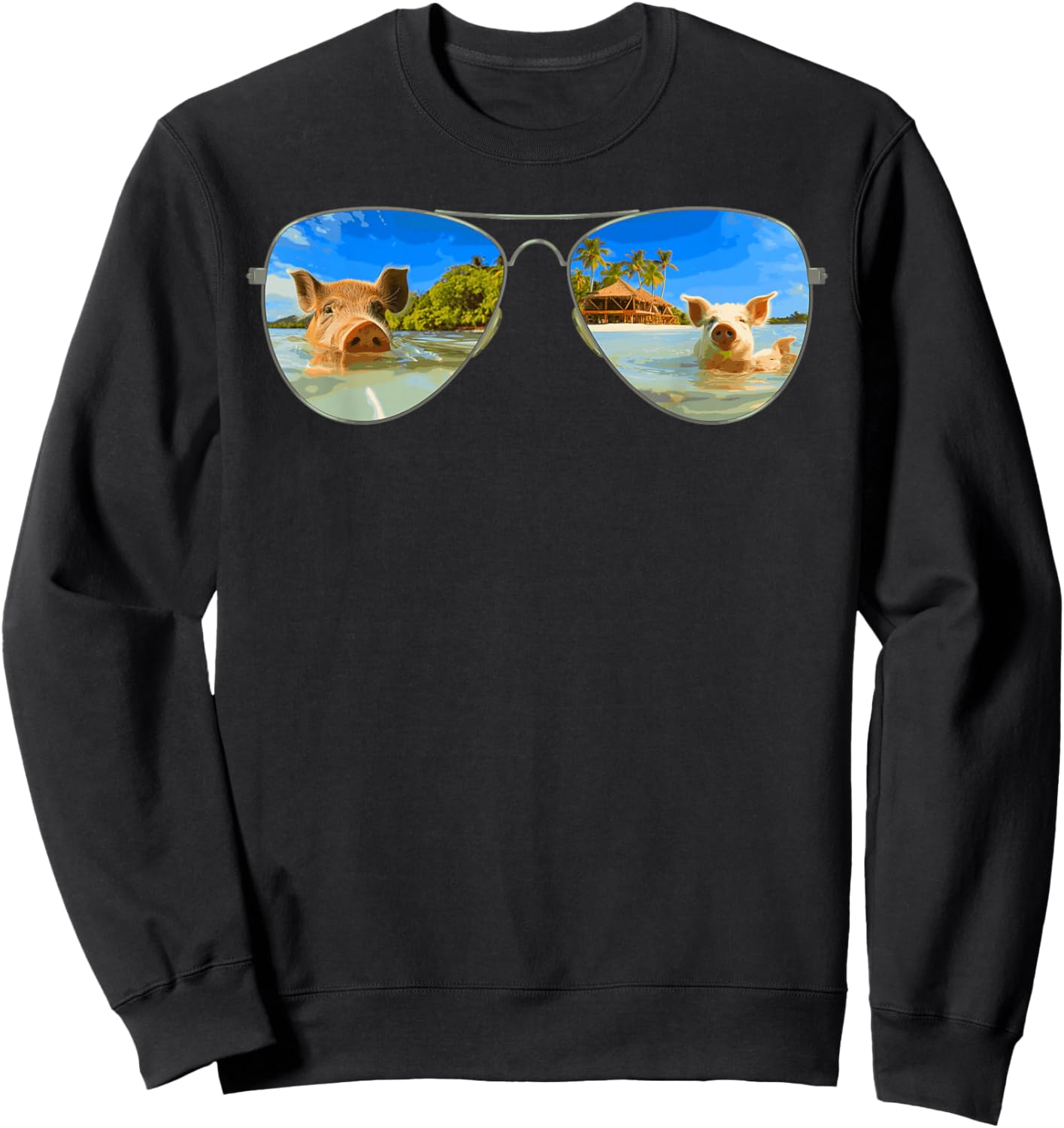 The Bahamas Pigs Swimming Sunglasses Caribbean Beach Summer Sweatshirt - Sweatshirt | Black