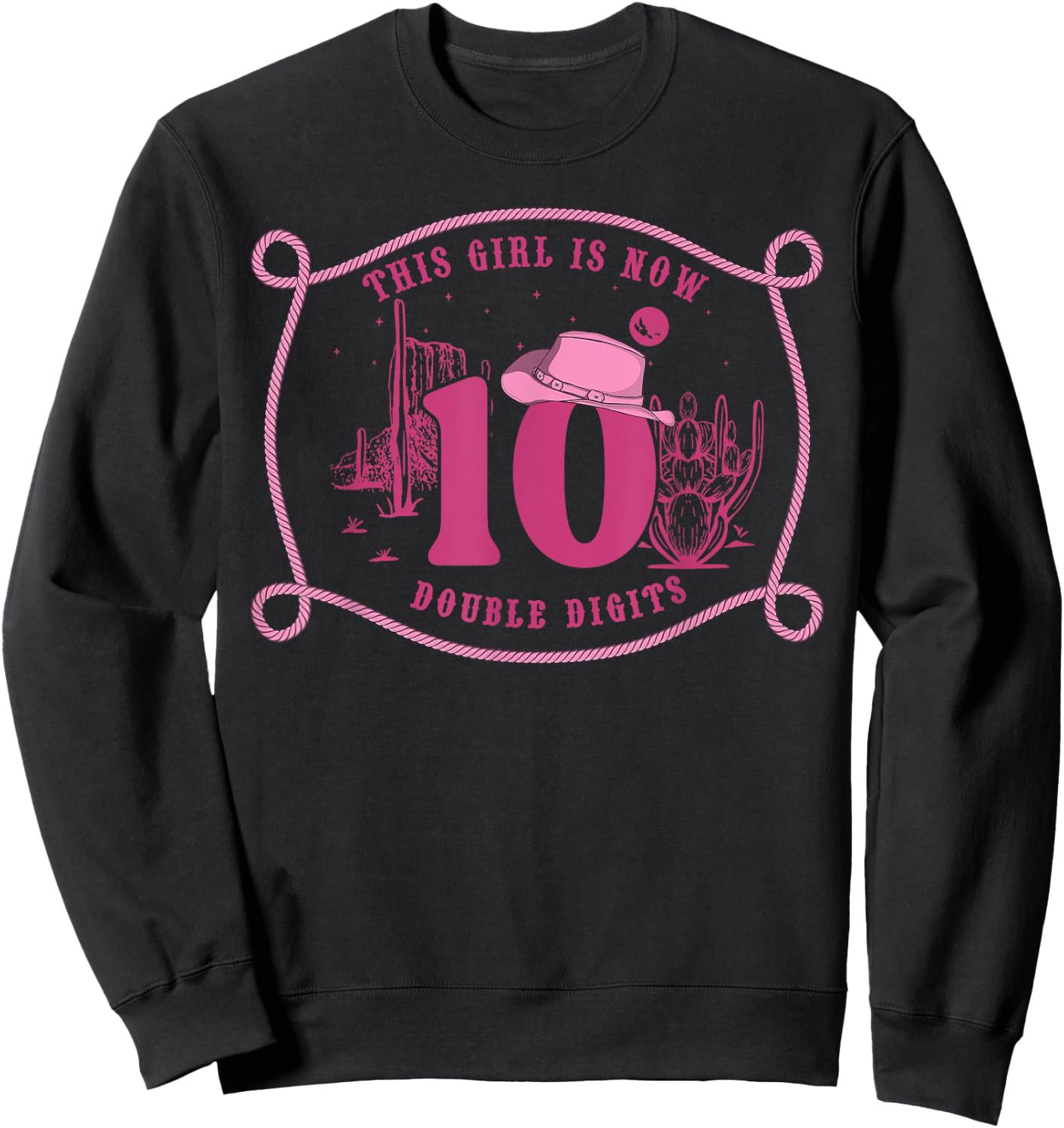 Howdy Cowboy Hat 10th Birthday Double Digits 10 Yrs Old Sweatshirt - Sweatshirt | Black