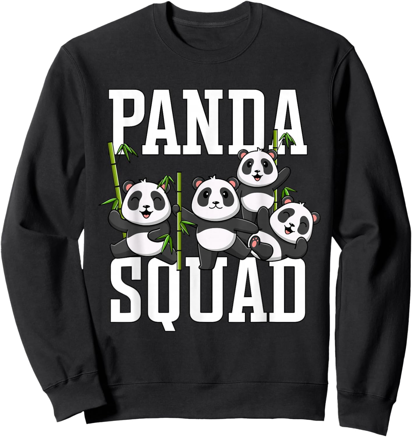 Cute Panda Family Graphic Panda Squad Sweatshirt - Sweatshirt | Black