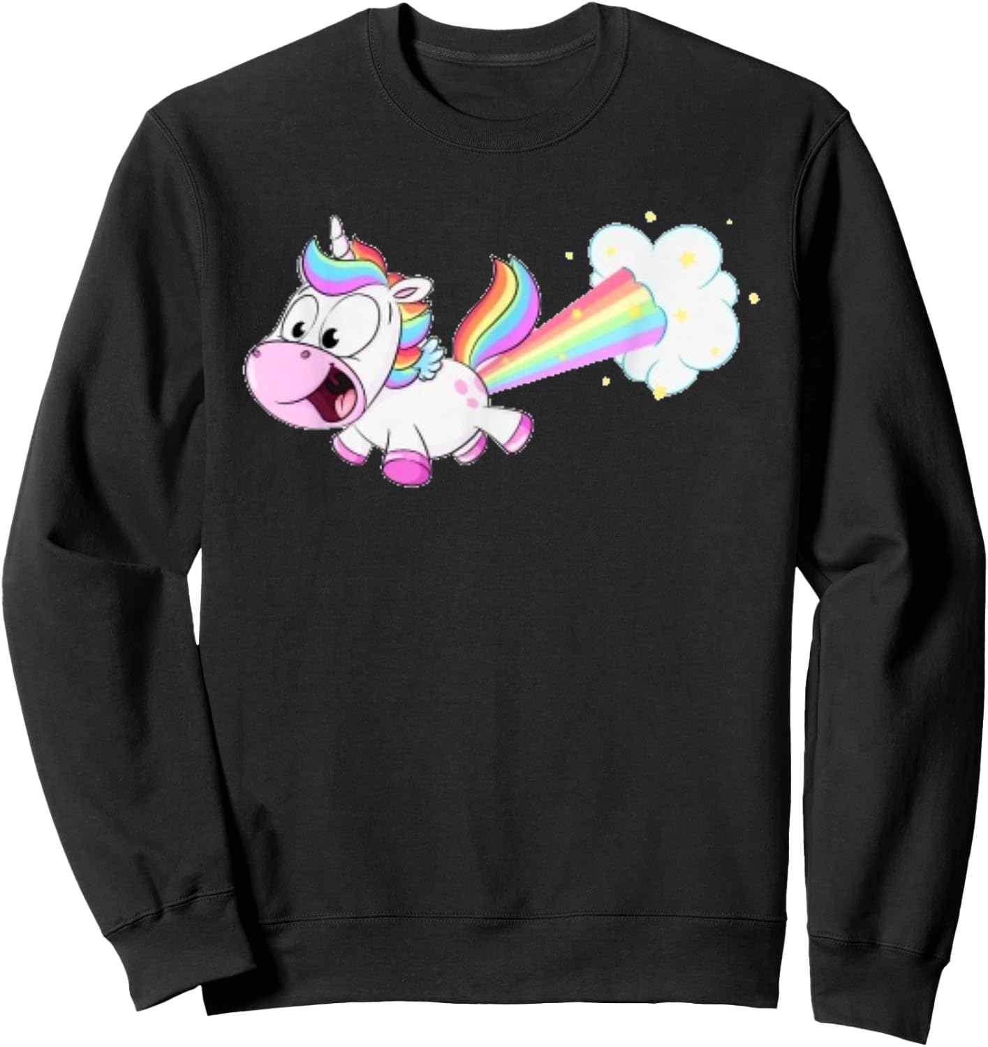 Farting Unicorn T shirt Funny Rainbow Farts Sweatshirt - Sweatshirt | Black