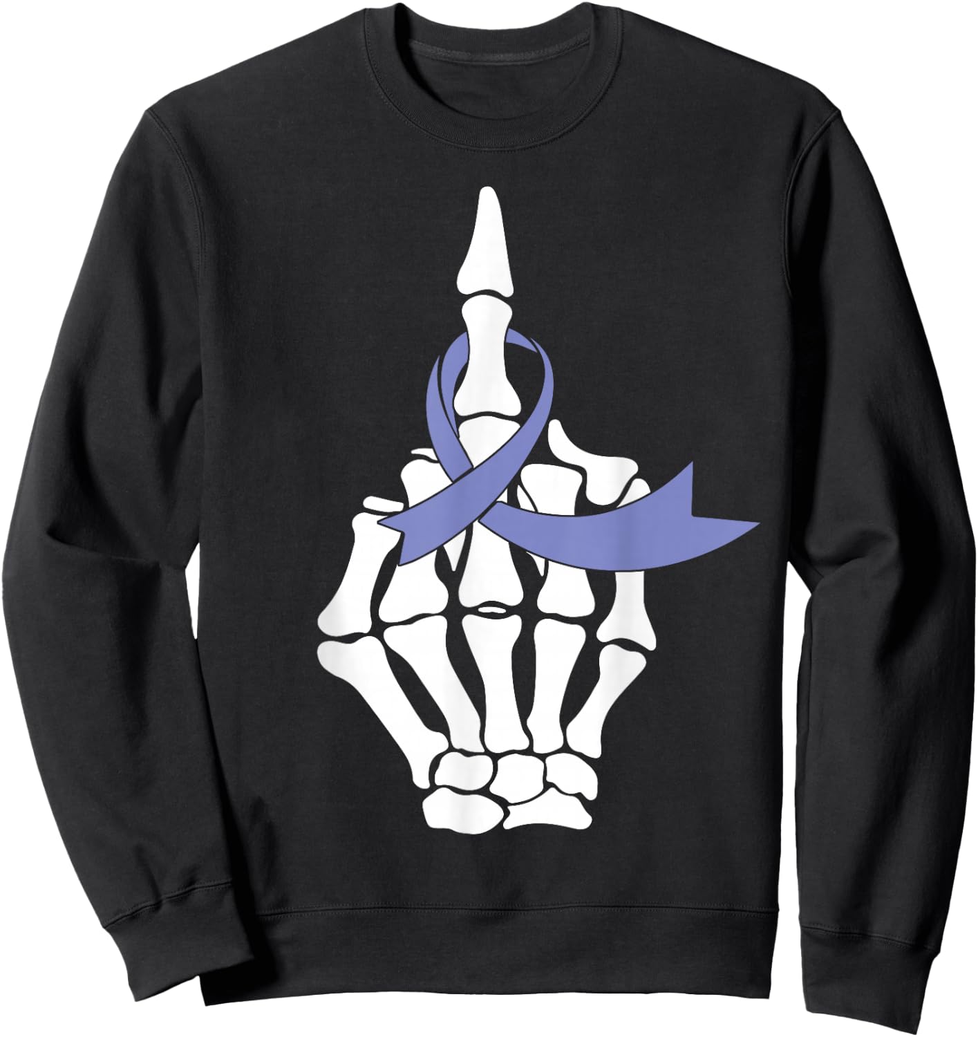 Fuck Esophageal Cancer Middle Finger Periwinkle Ribbon Sweatshirt - Sweatshirt | Black