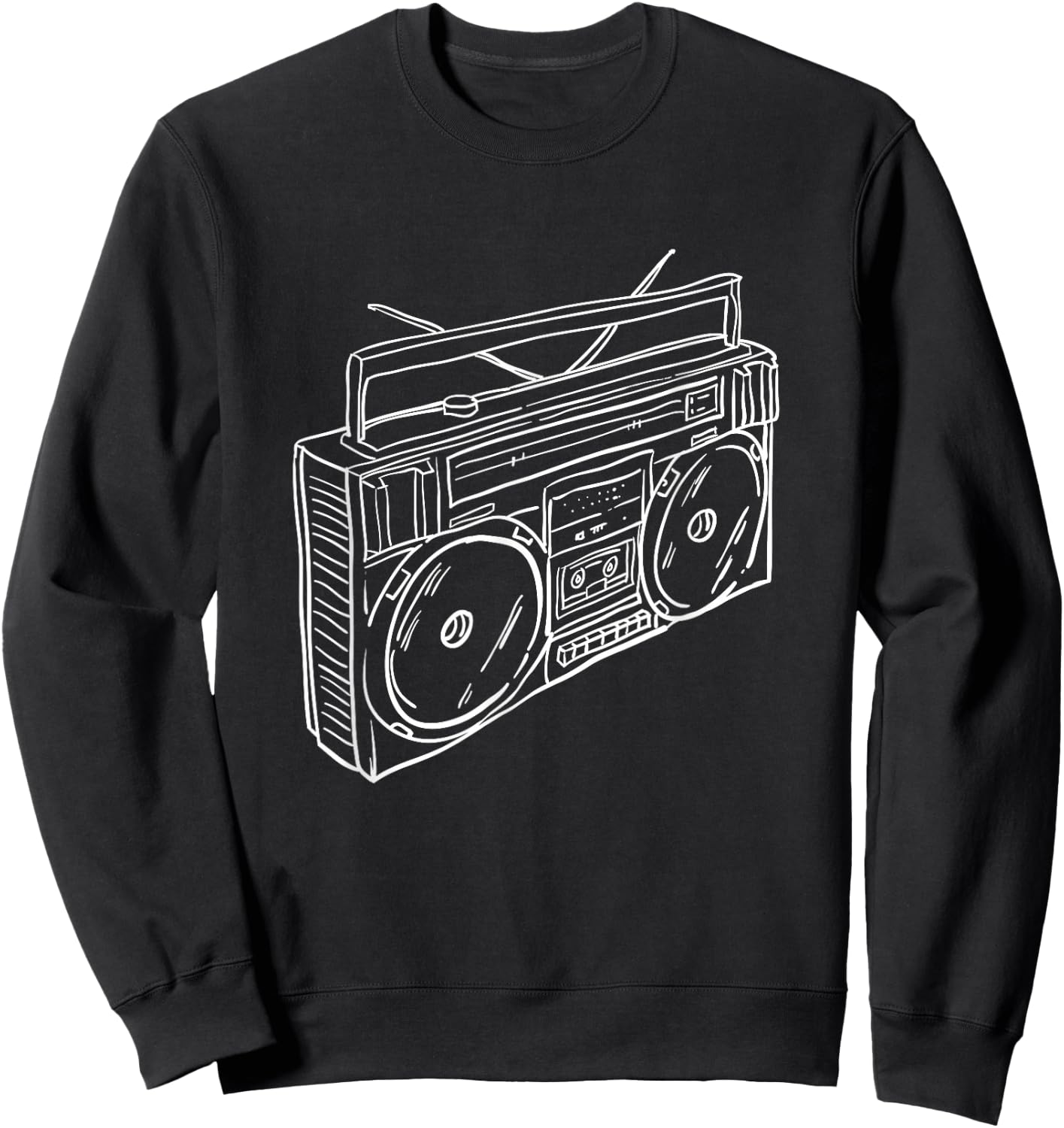 80s & 90s Old School Music Hip Hop Beatbox Boombox Sweatshirt - Sweatshirt | Black