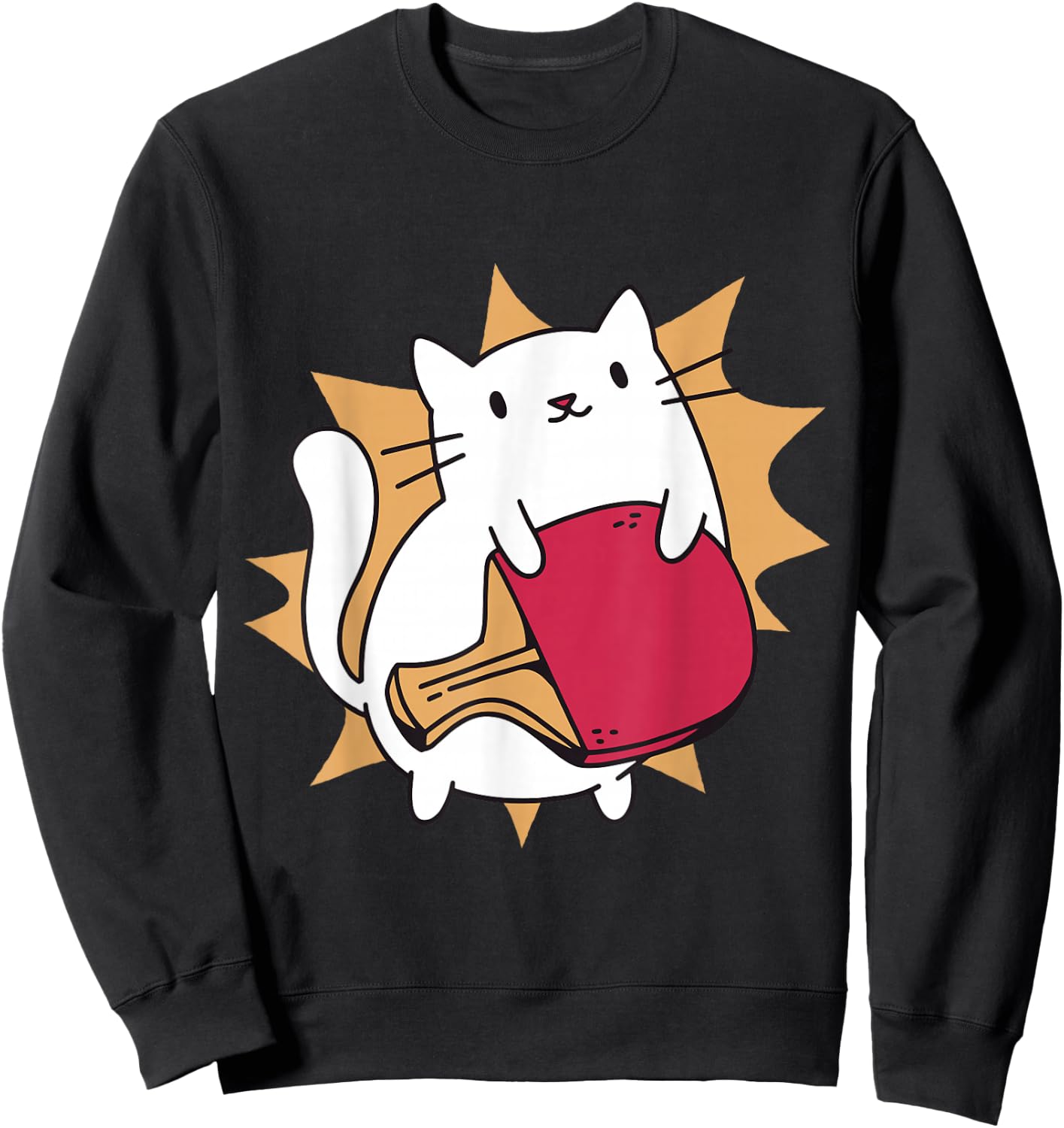 Ping Pong Paddle Ladies Cat Table Tennis Player Cats Sweatshirt - Sweatshirt | Black