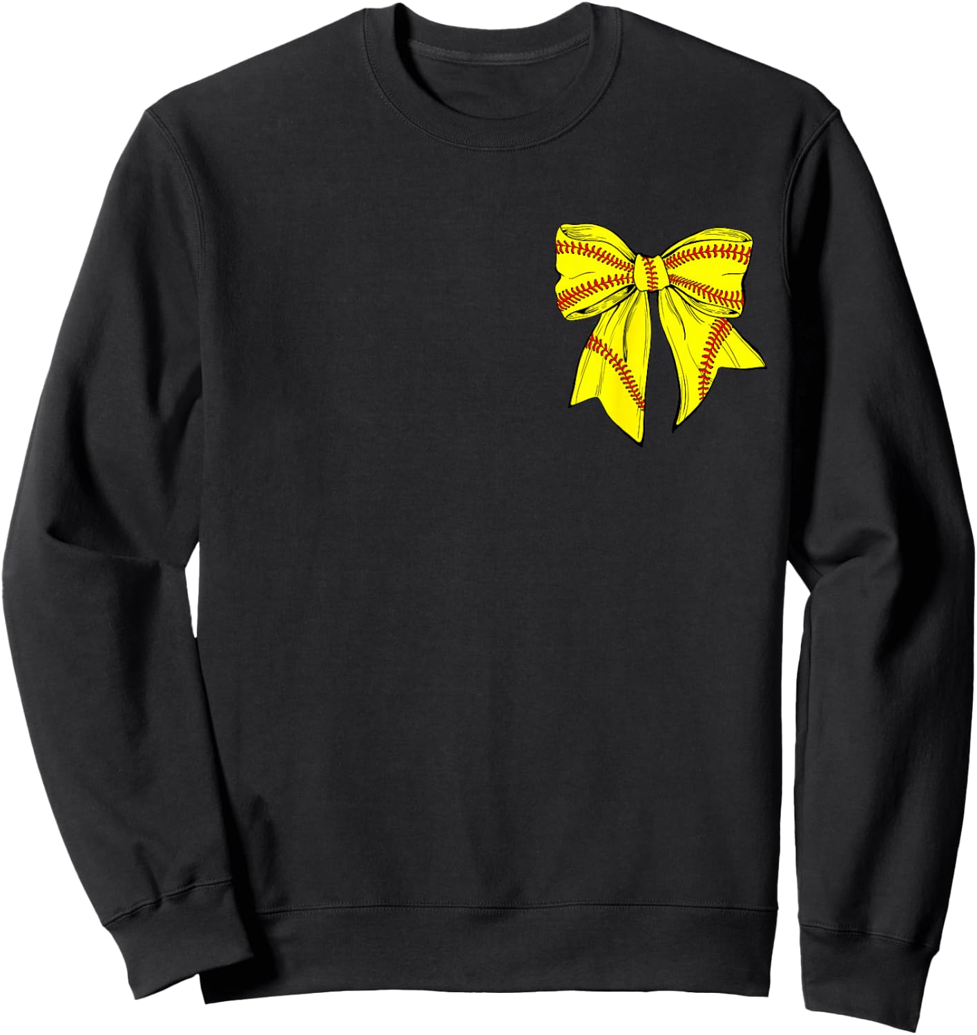Softball Bow Game Day Coquette Women Front and Back Print Sweatshirt - Sweatshirt | Black