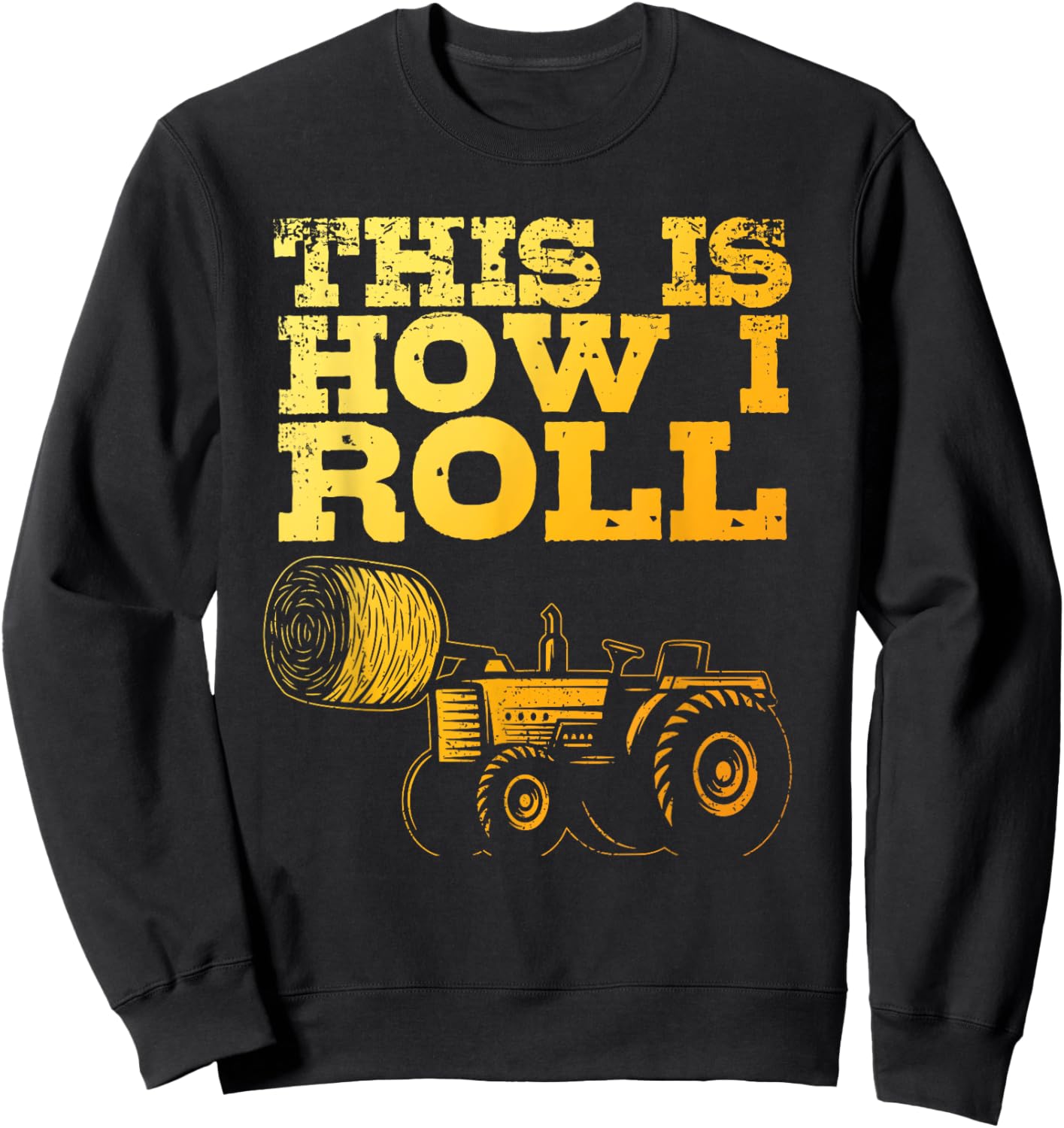 Farmer Art Women Tractor Farming Hay Bale Cow Farmer Sweatshirt - Sweatshirt | Black