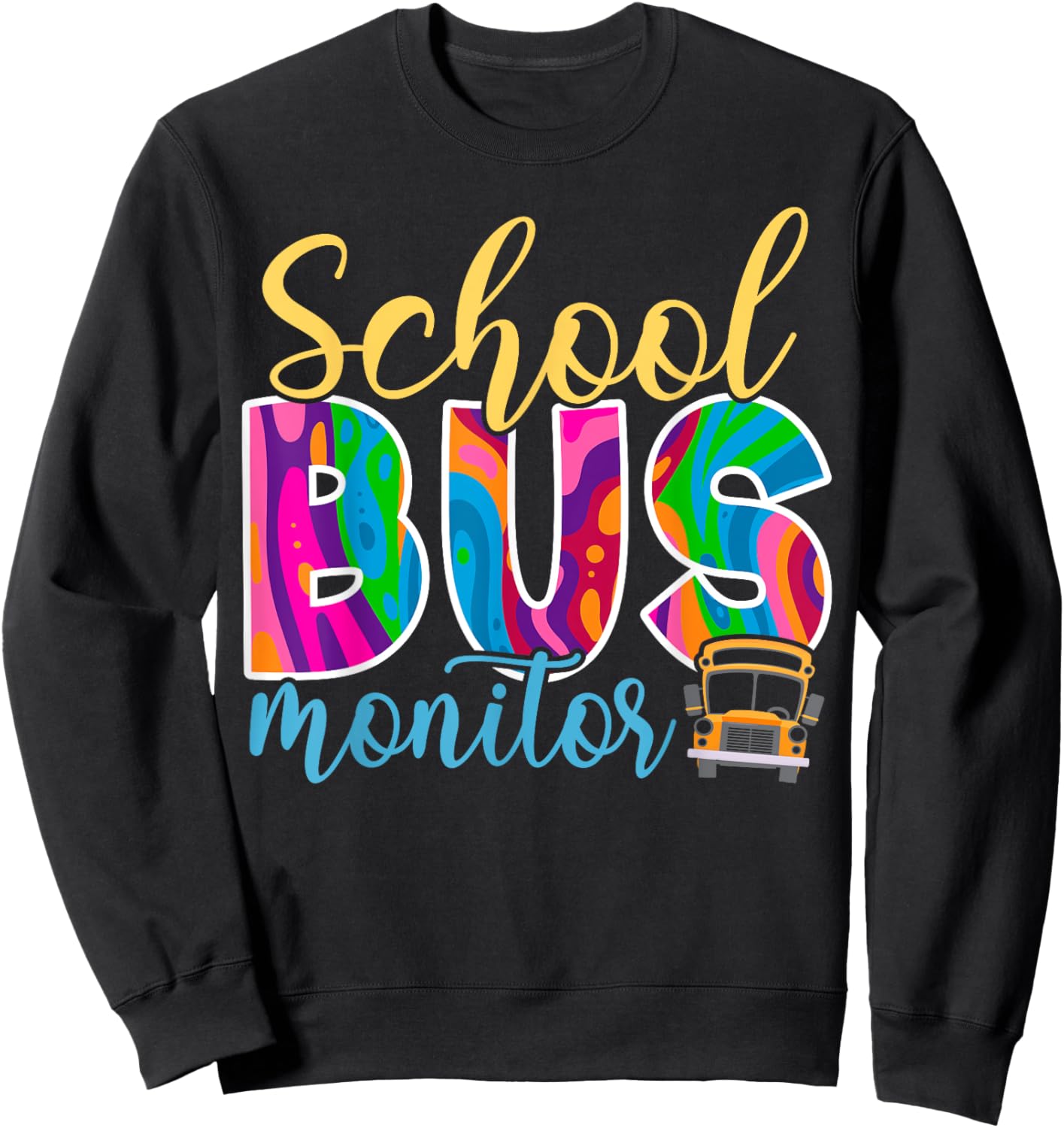 Cute School Bus Monitor Sweatshirt - Sweatshirt | Black