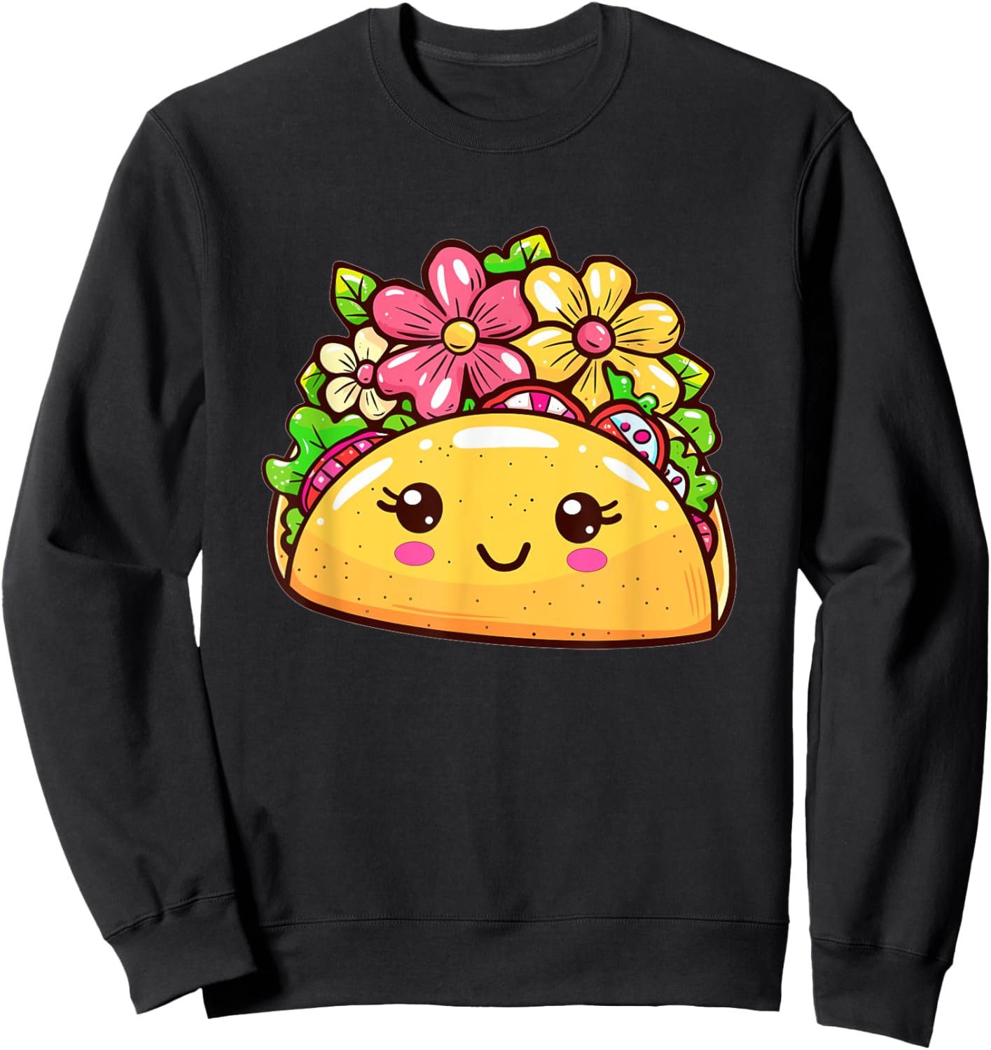 Cartoon Taco I Cute Taco Sweatshirt - Sweatshirt | Black