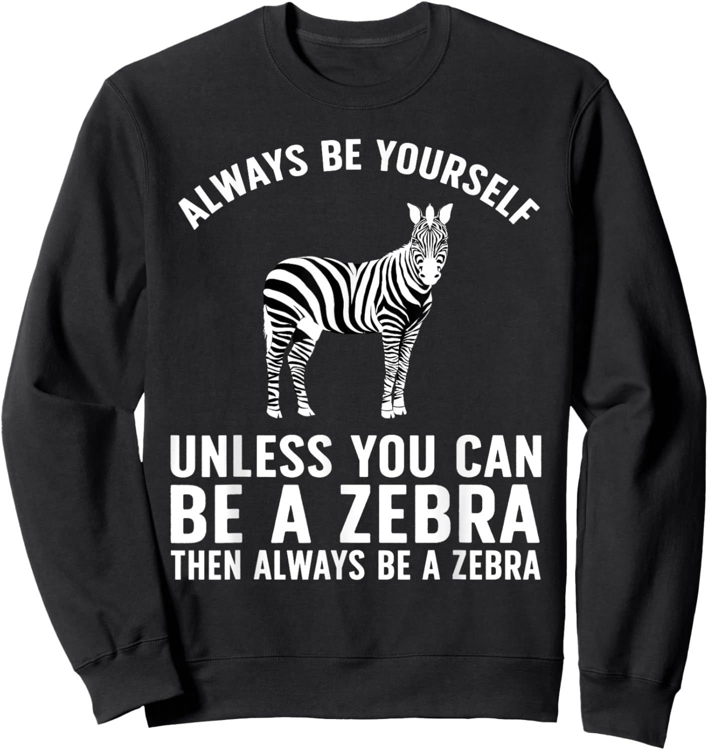 Funny Zebra Art Women Kids Zoo Animal Safari Zebra Sweatshirt - Sweatshirt | Black