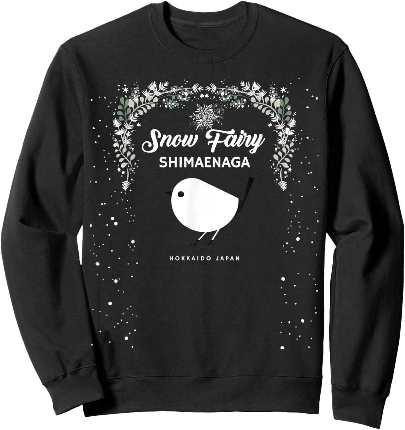 Cute Sagasa Snow Fairy Hokkaido Japanese Birds Sweatshirt - Sweatshirt | Black