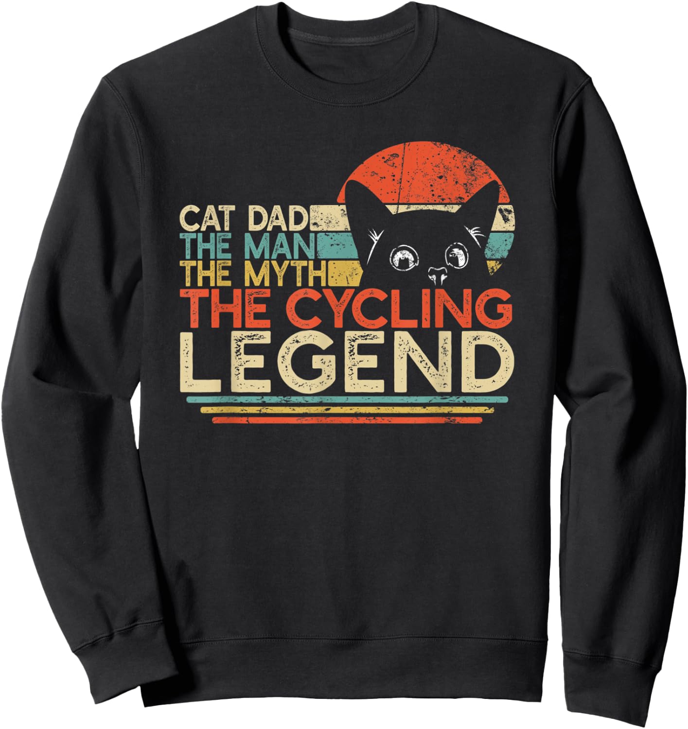 Bike Cyclist Gift | Cat Dad Man Myth Cycling Legend Sweatshirt - Sweatshirt | Black
