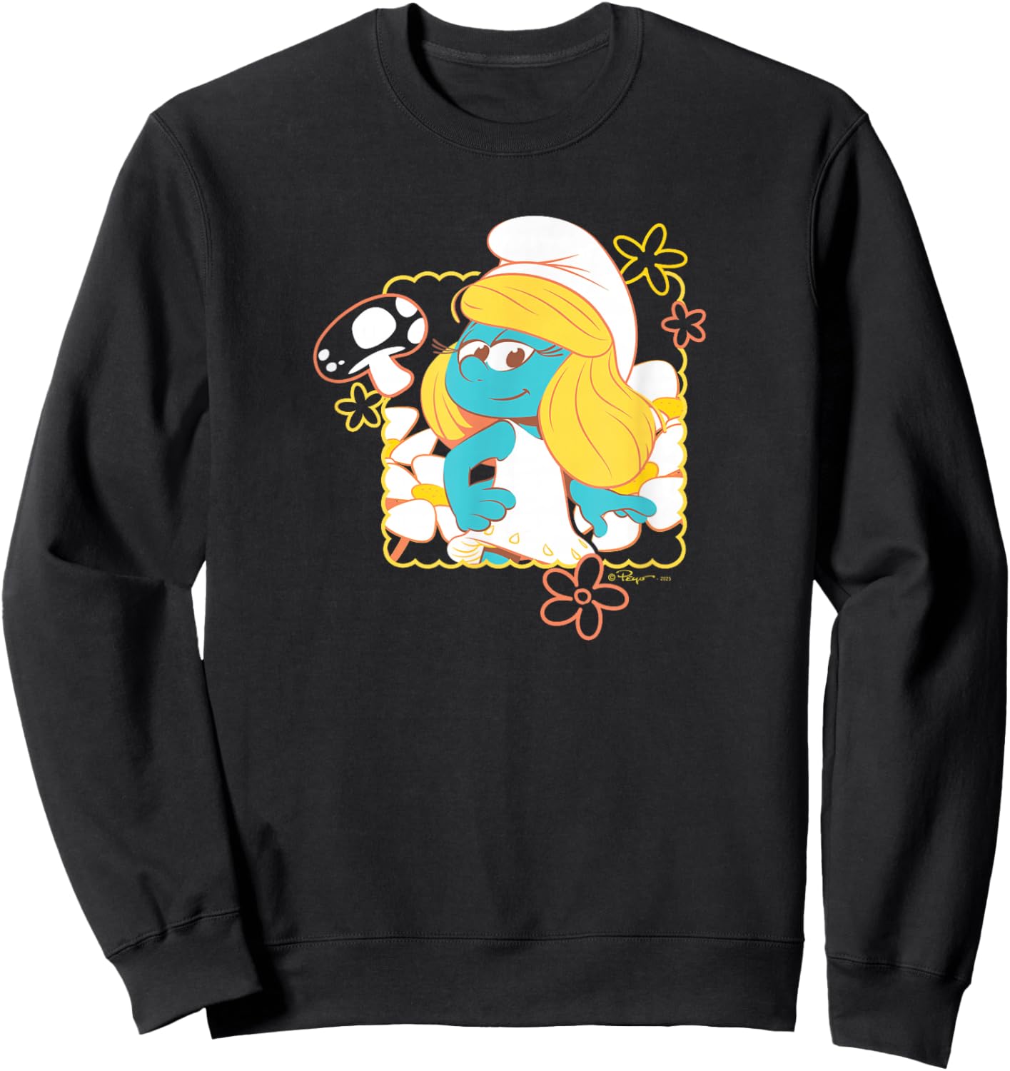 The Smurfs Movie Smurfette Poses with Flowers Sweatshirt - Sweatshirt | Black