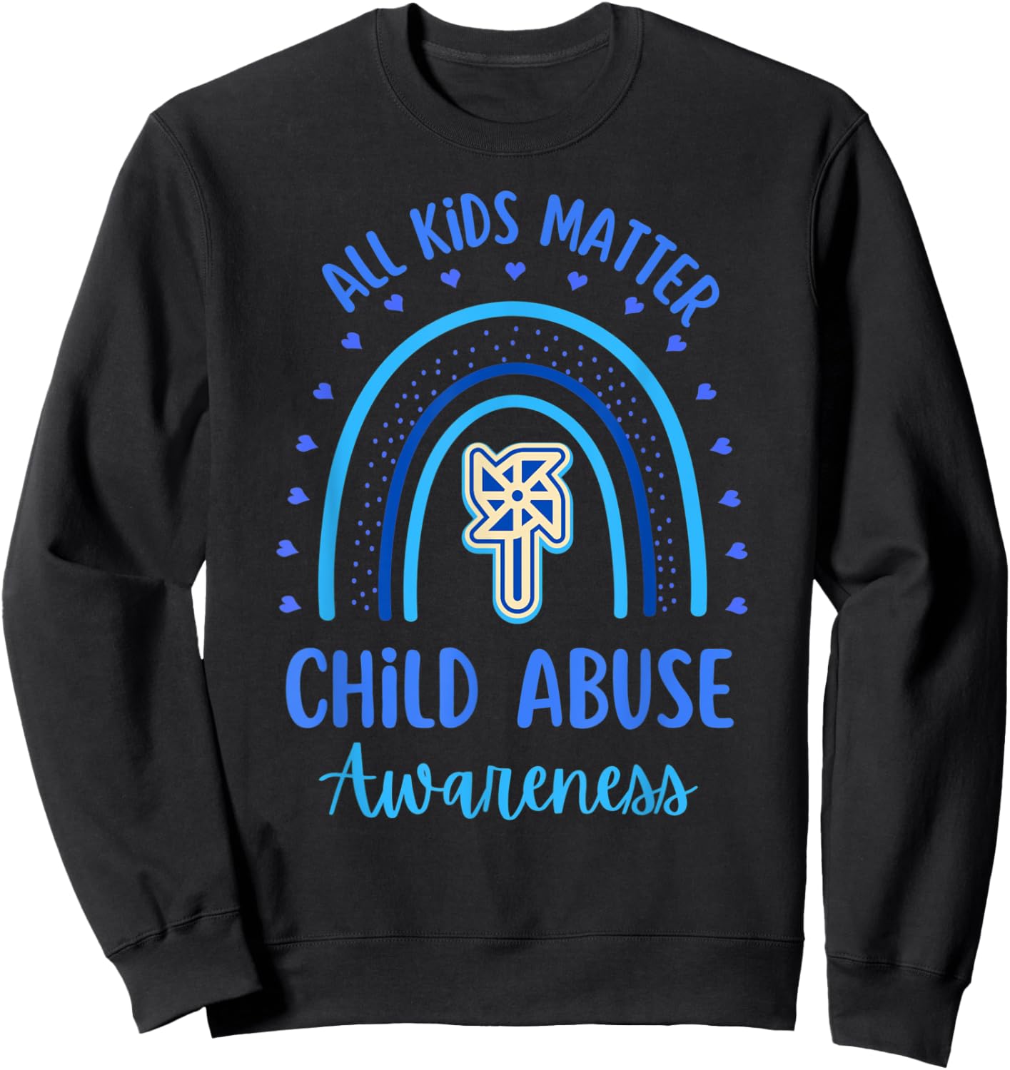 All kids matter Child Abuse Awareness Rainbow Funny Kids Sweatshirt - Sweatshirt | Black