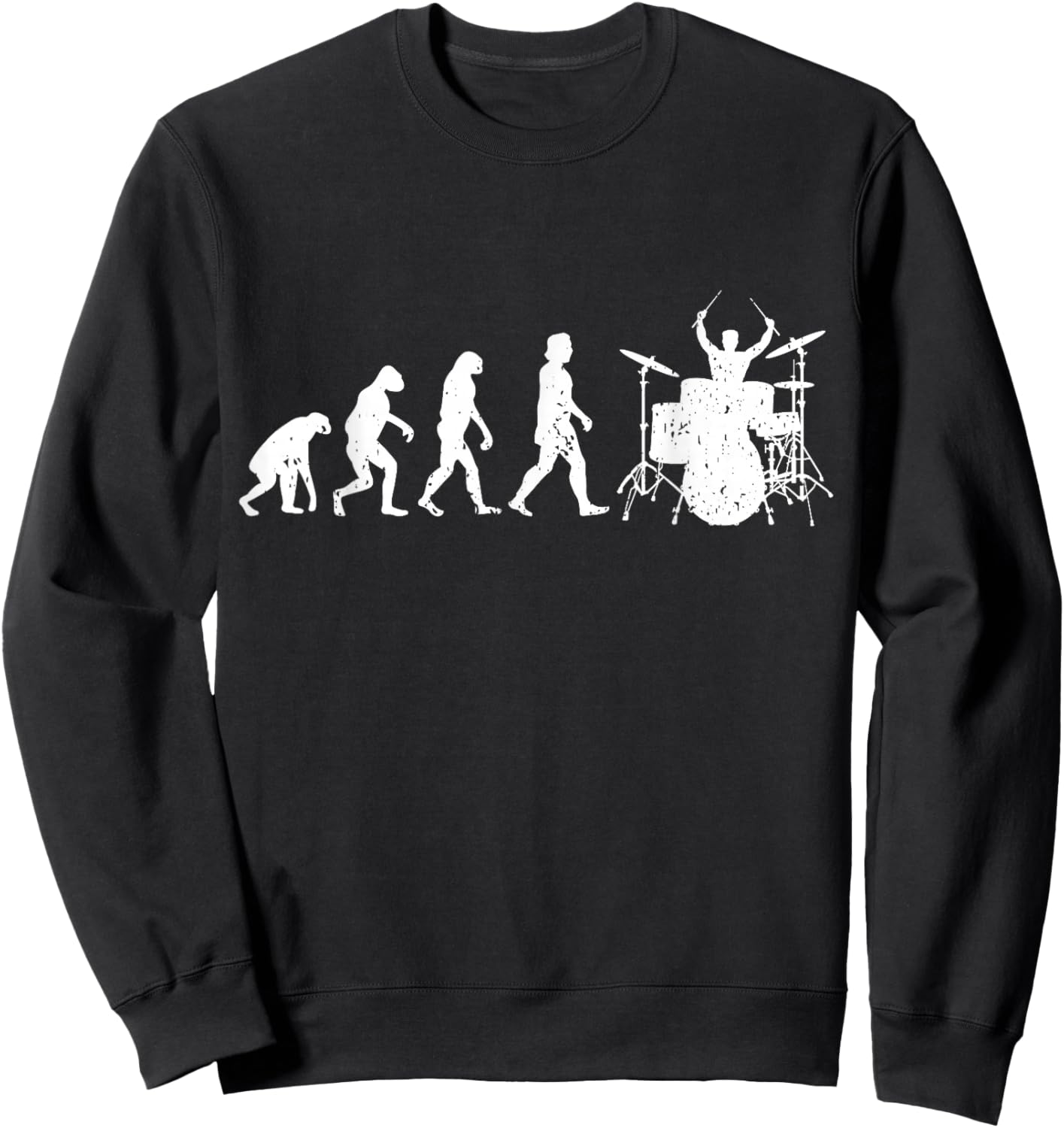 Drumming Evolution Funny Drummer Sweatshirt - Sweatshirt | Black